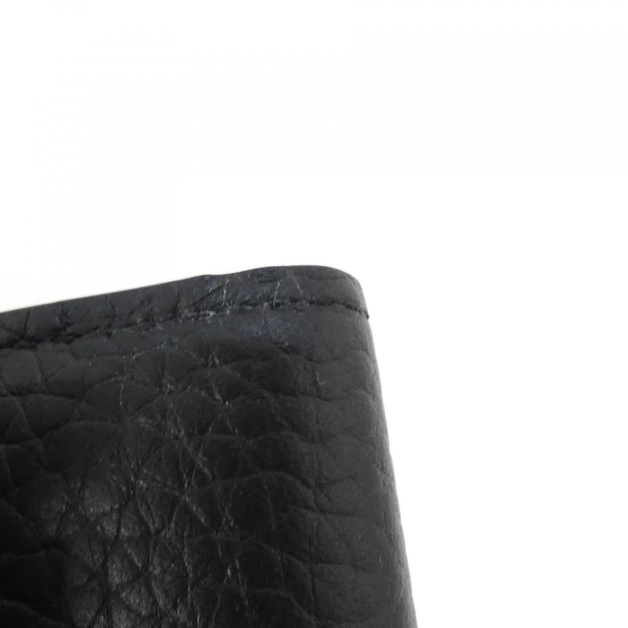 Louis Vuitton Black Leather Wallet (Tri-Fold) (Pre-Owned)