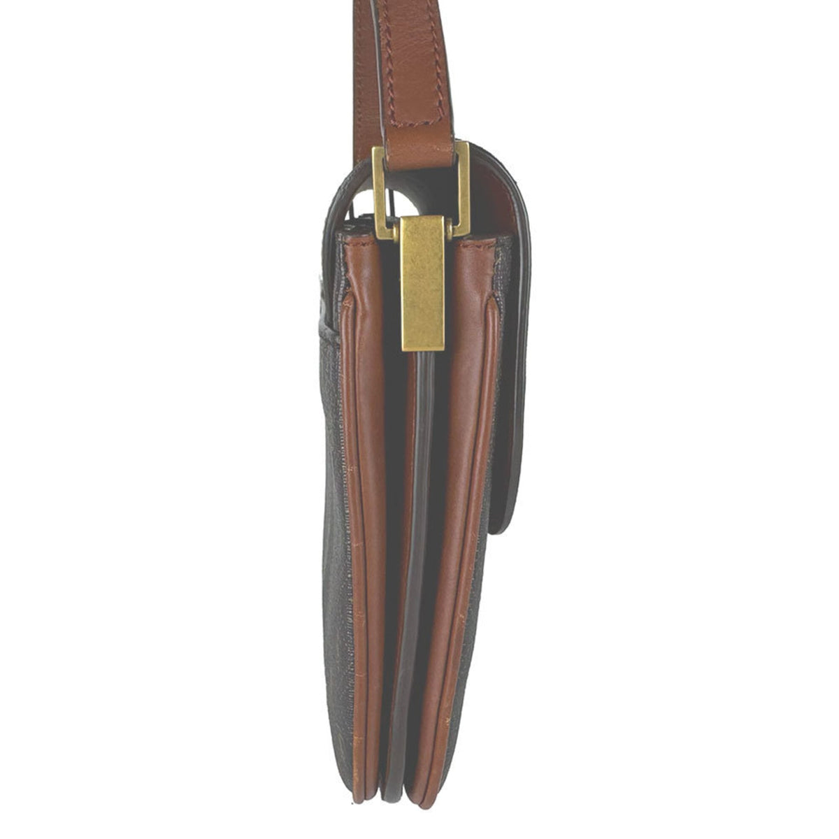 Saint Laurent Brown Coated Canvas Shoulder Bag (Pre-Owned)