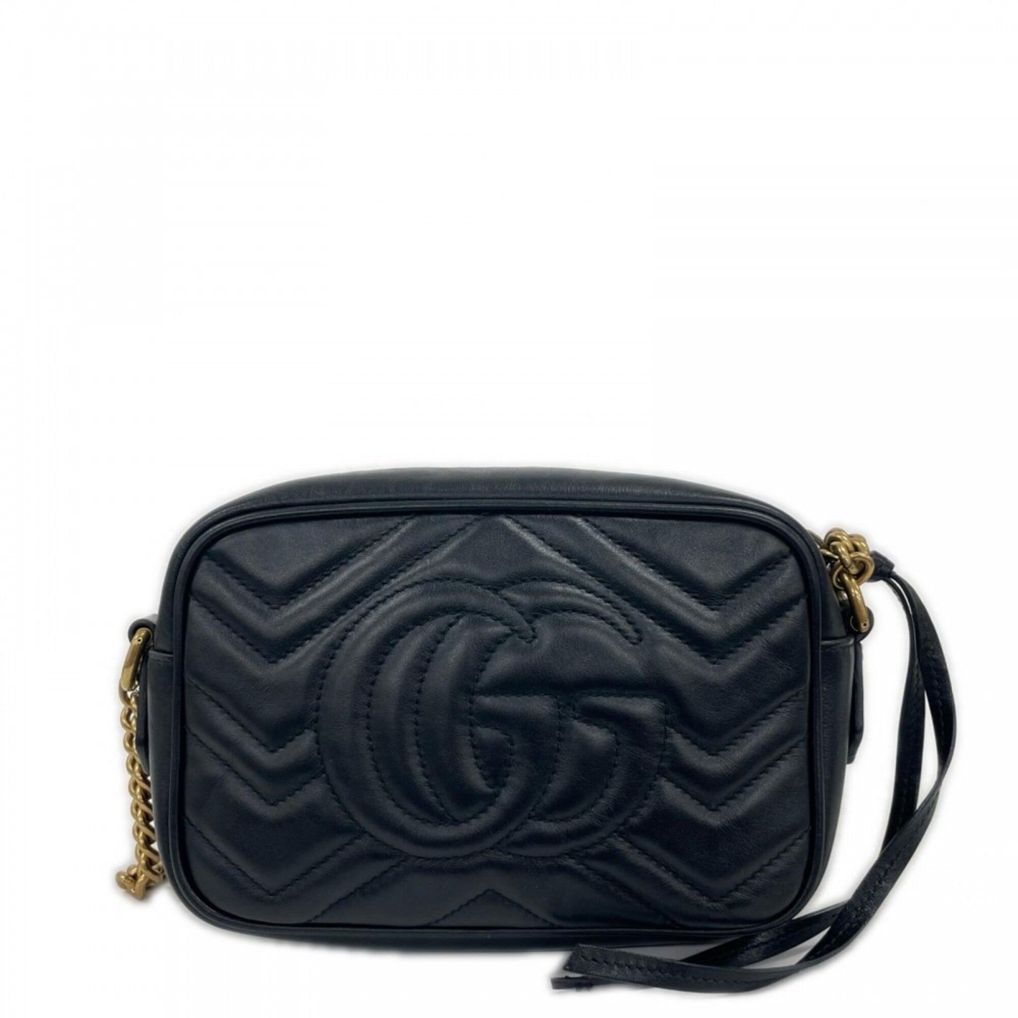 Gucci Black White Leather Shoulder Bag (Pre-Owned)