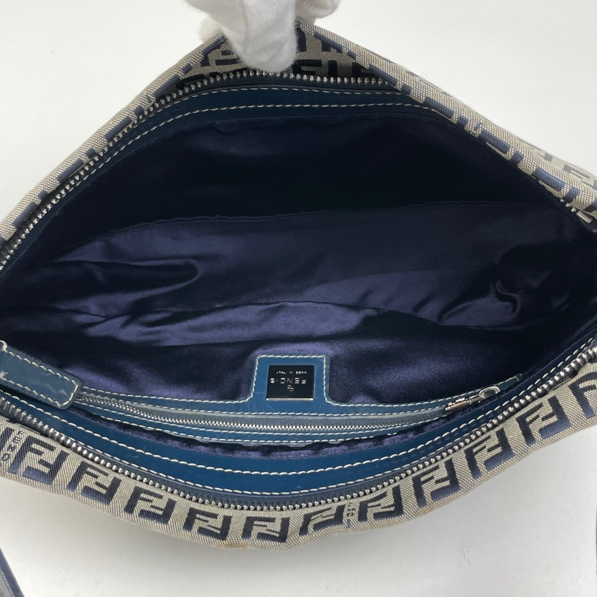 Fendi Navy Zucchino Shoulder Bag (Pre-Owned)