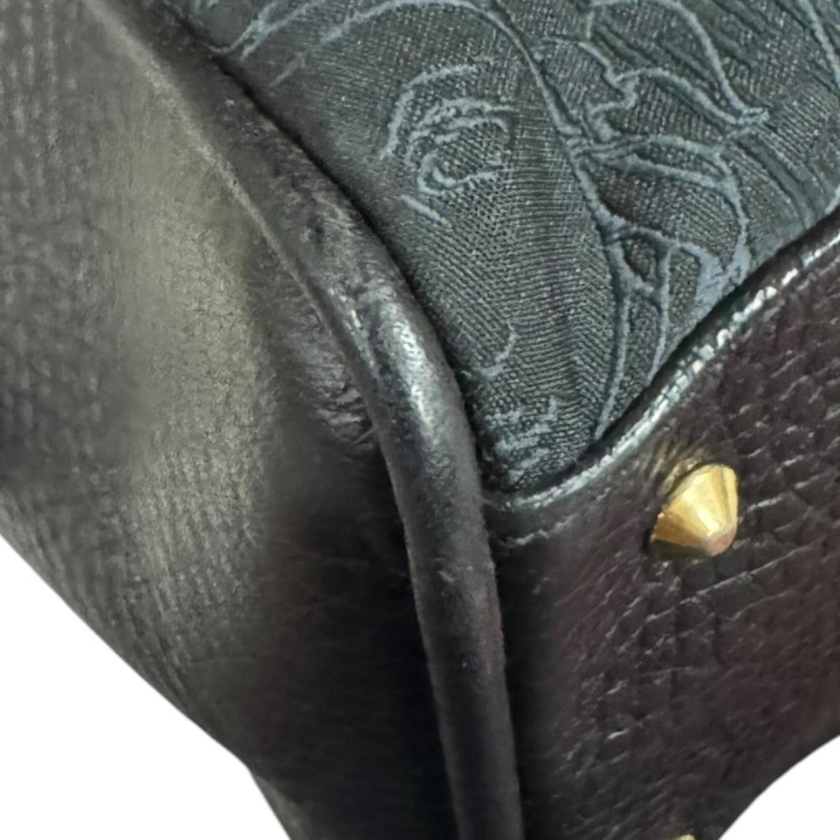 Versace Black Canvas Handbag (Pre-Owned)