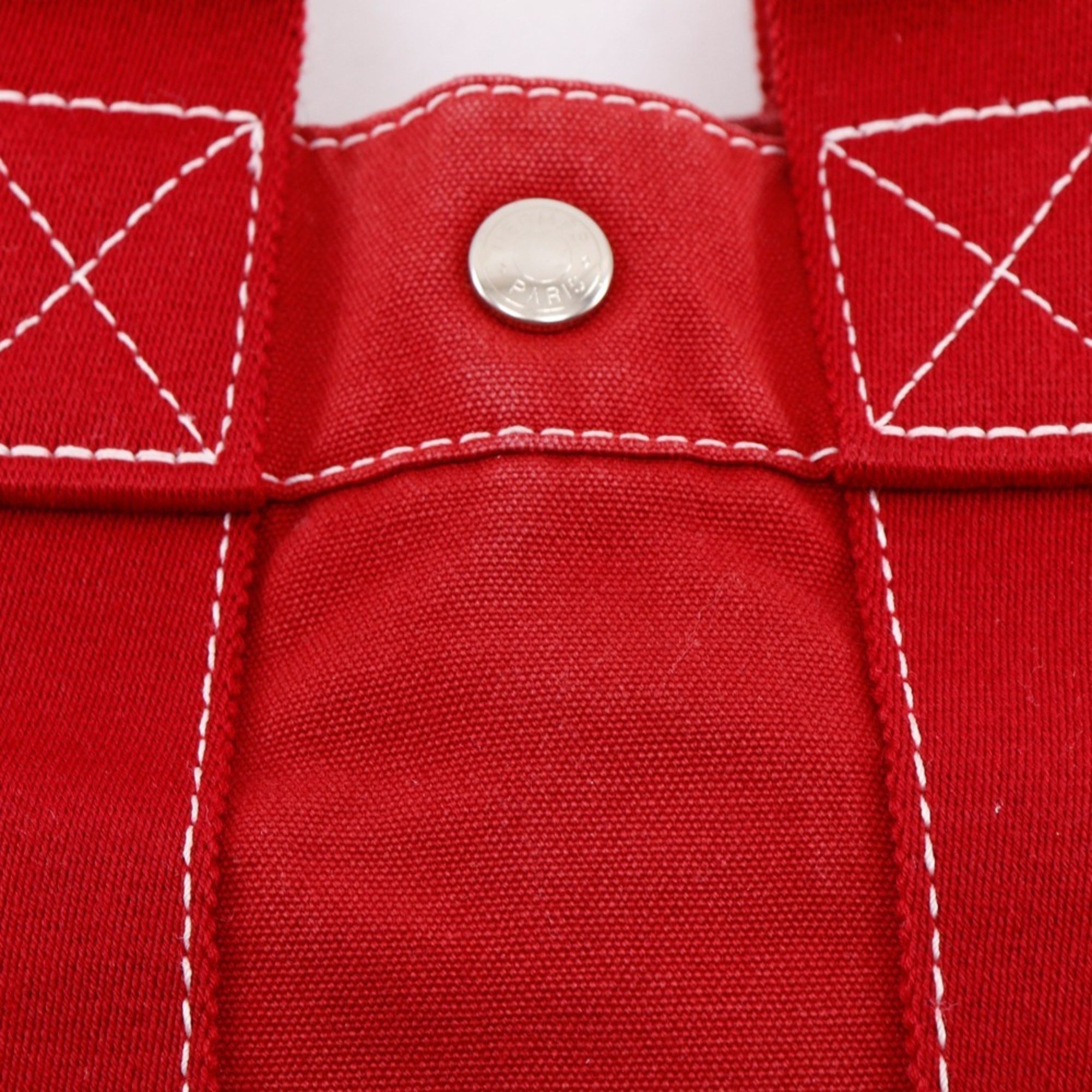 Hermes Red Color Canvas Handbag (Pre-Owned)