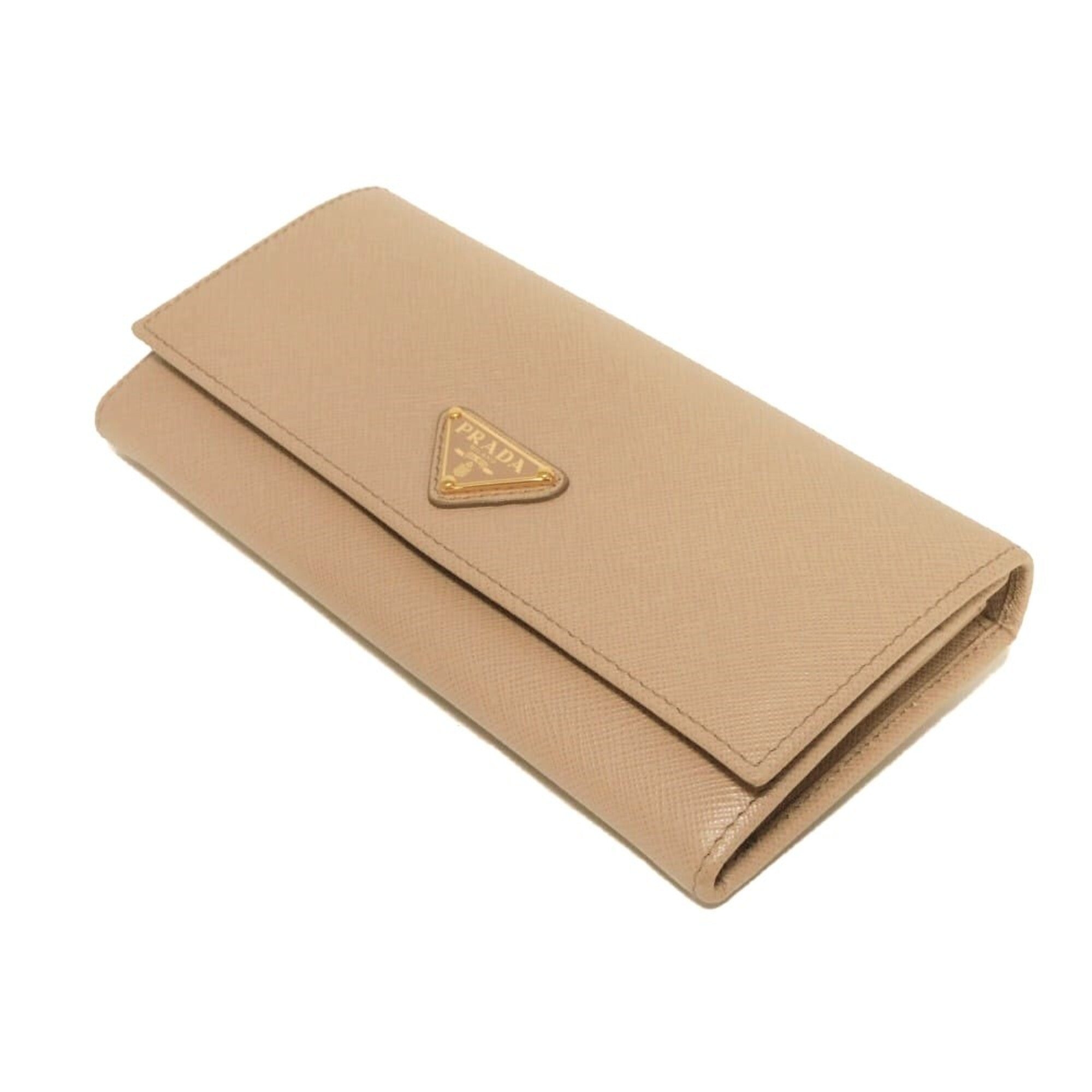 Prada Beige Saffiano Lux Long Wallet (Bi-Fold) (Pre-Owned)