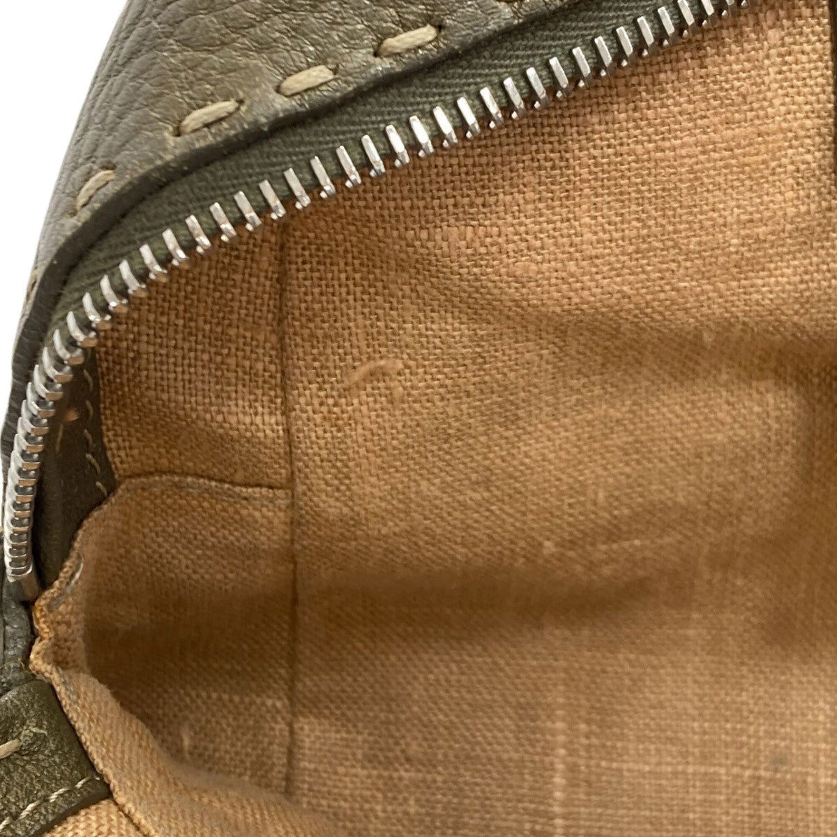 Fendi Selleria Khaki Leather Handbag (Pre-Owned)