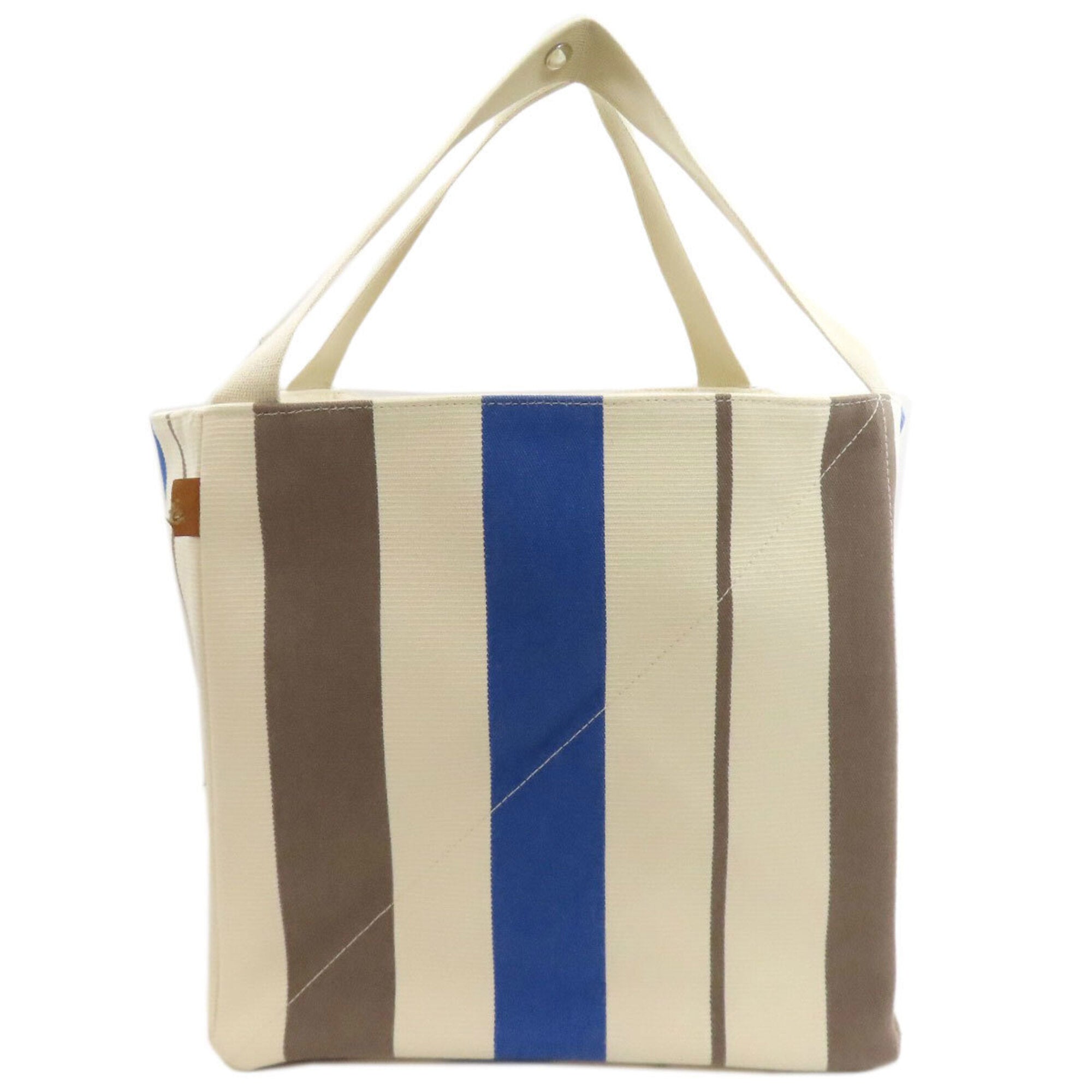 Hermes Blue Brown White Canvas Tote Bag (Pre-Owned)