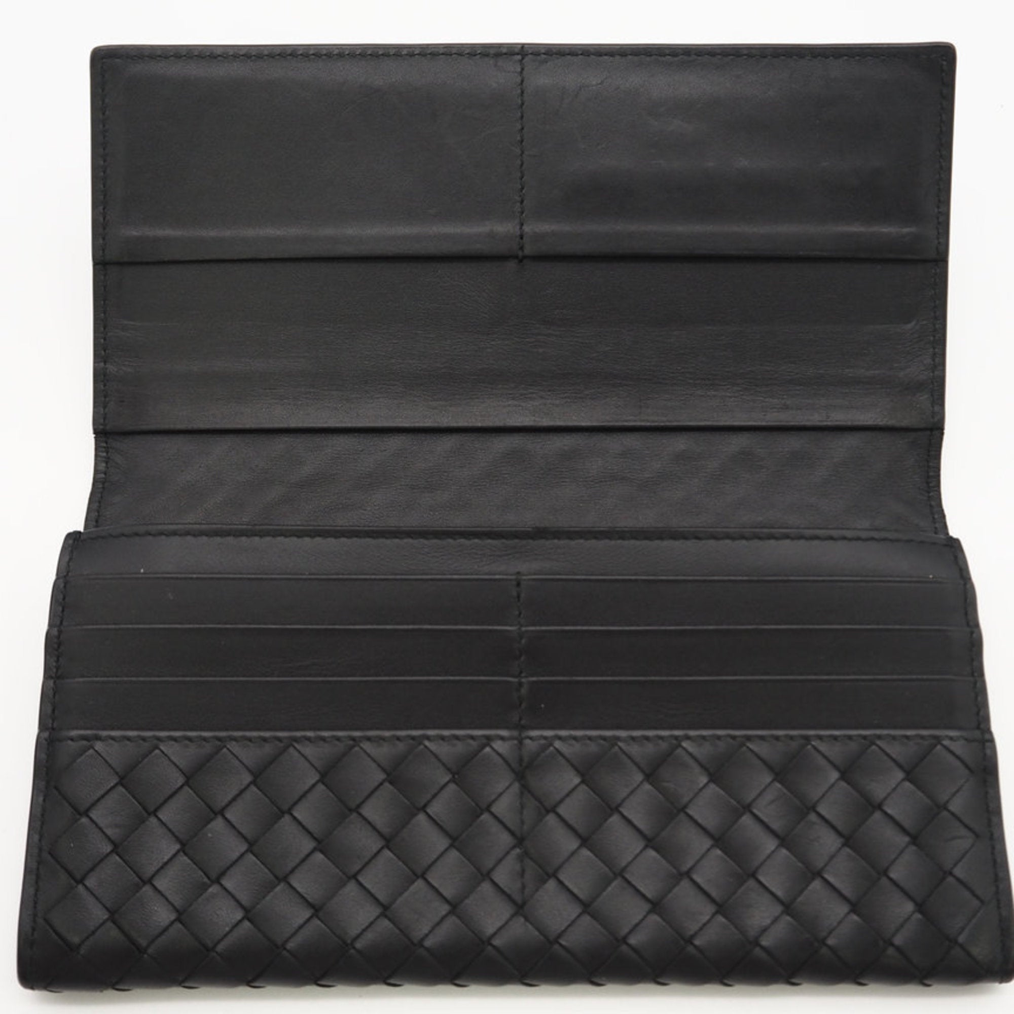 Bottega Veneta Black Leather Long Wallet (Bi-Fold) (Pre-Owned)