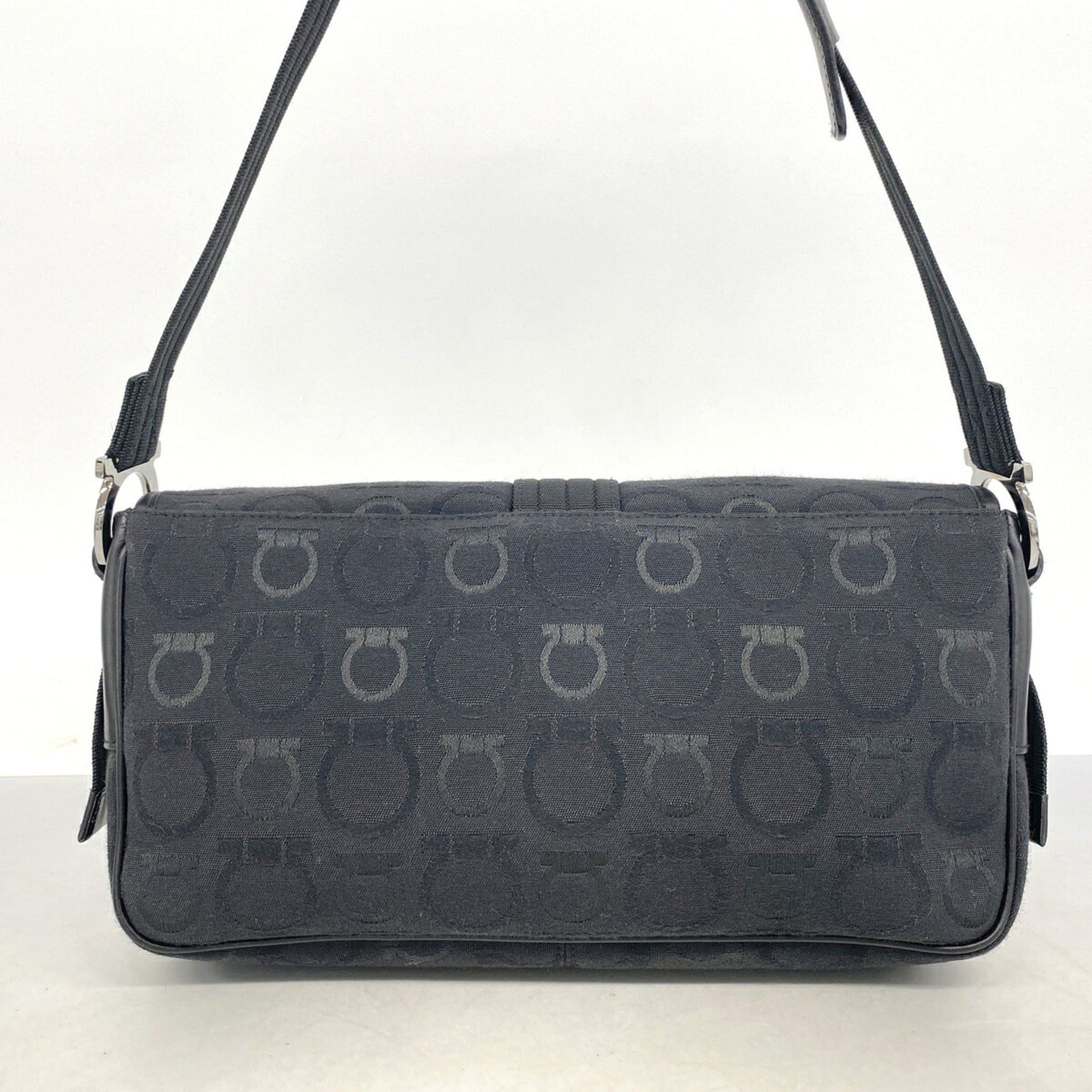 Salvatore Ferragamo Black Canvas Shoulder Bag (Pre-Owned)