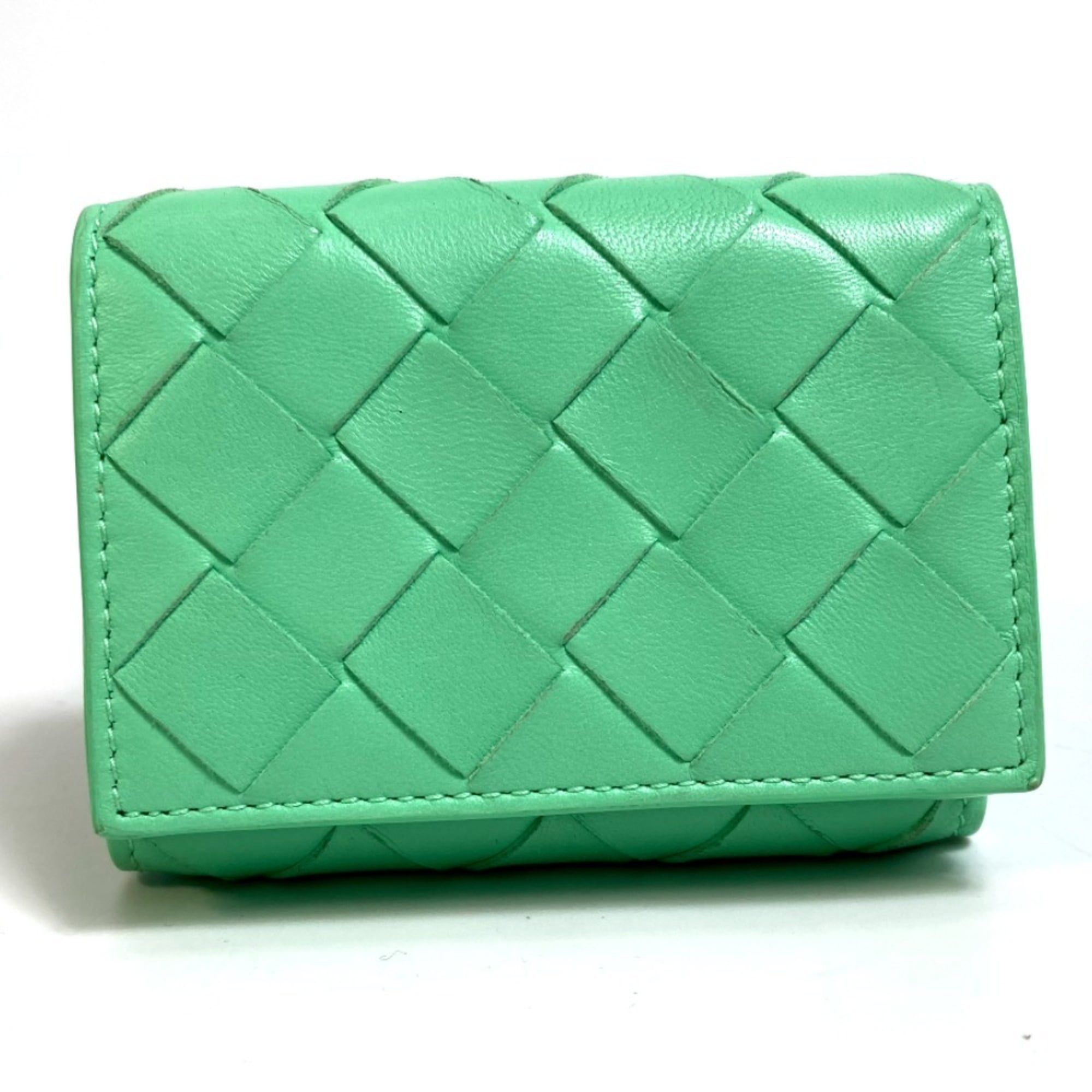 Bottega Veneta Green Leather Wallet (Tri-Fold) (Pre-Owned)