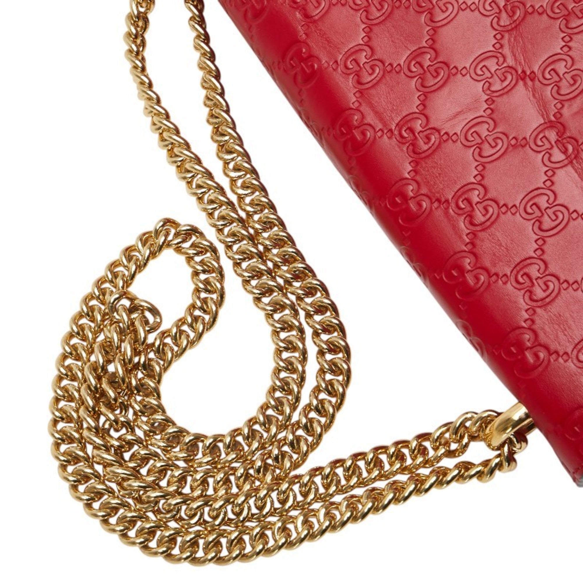 Gucci Padlock Red Color Leather Shoulder Bag (Pre-Owned)