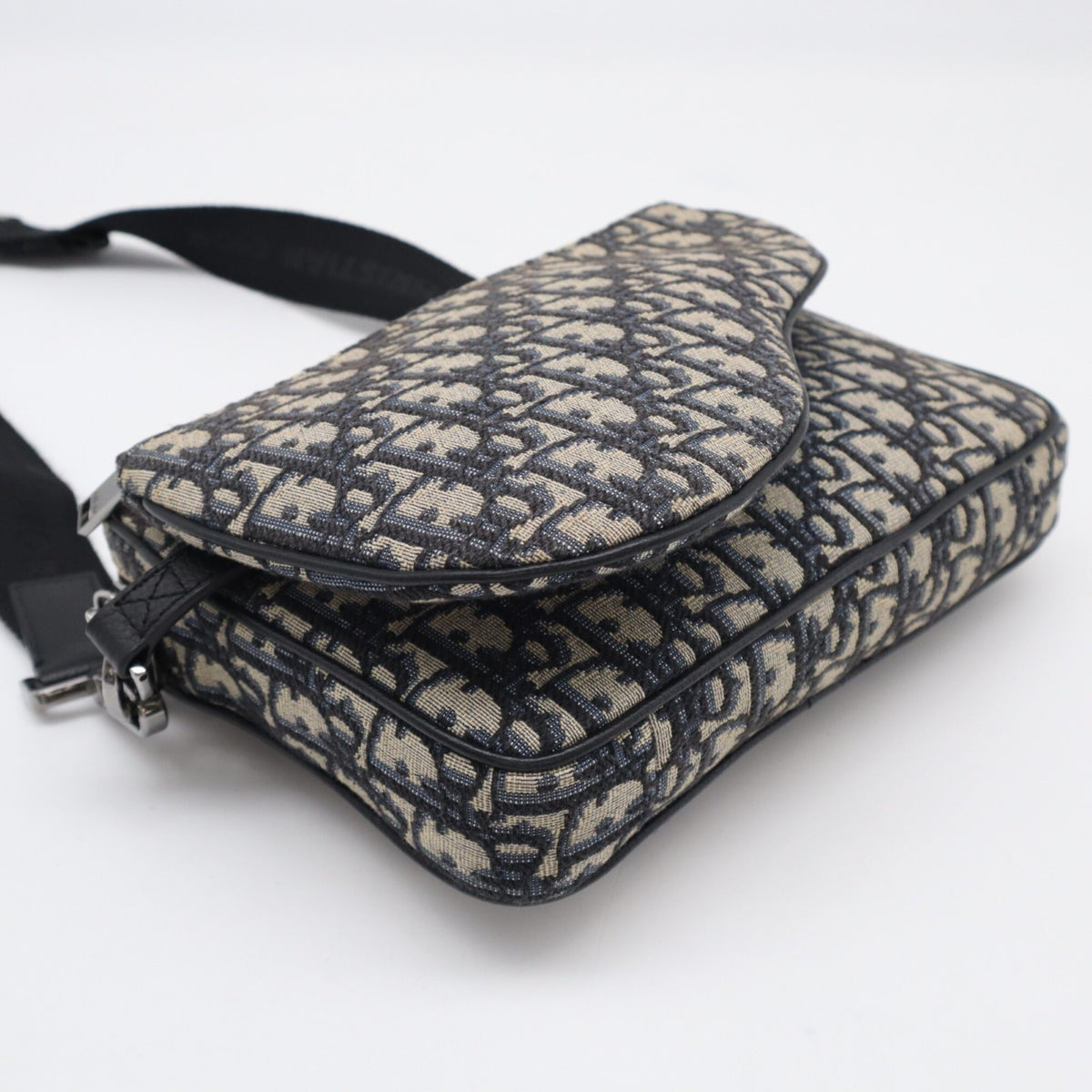 Christian Dior Beige Navy Cotton Leather Shoulder Bag (Pre-Owned)