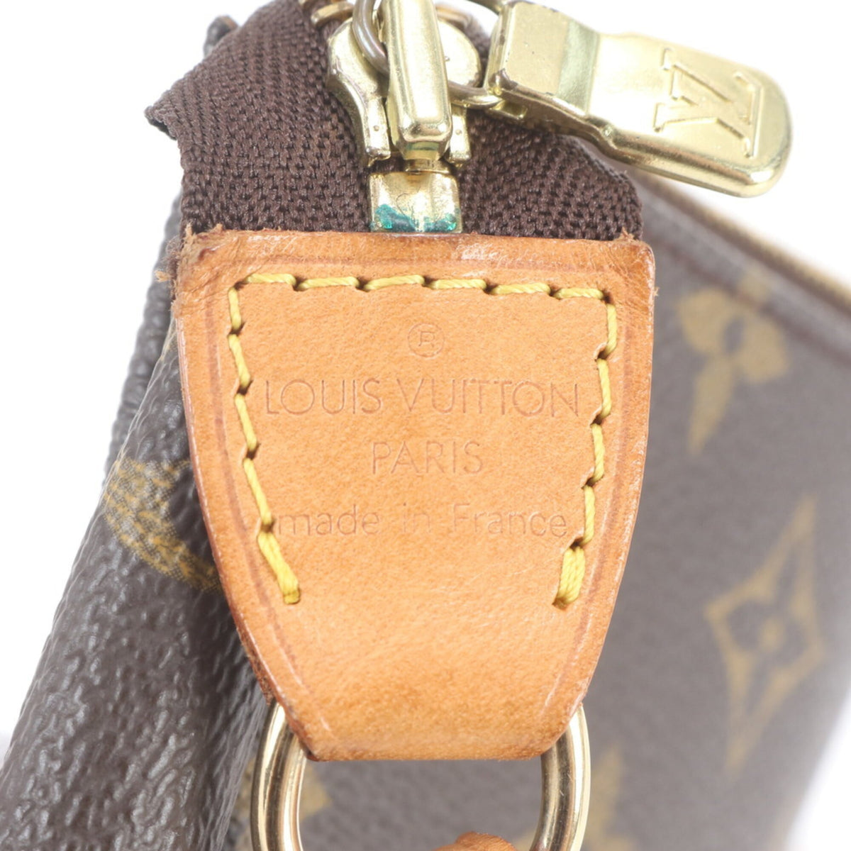 Louis Vuitton Brown Leather Coated Canvas Handbag Pochette (Pre-Owned)