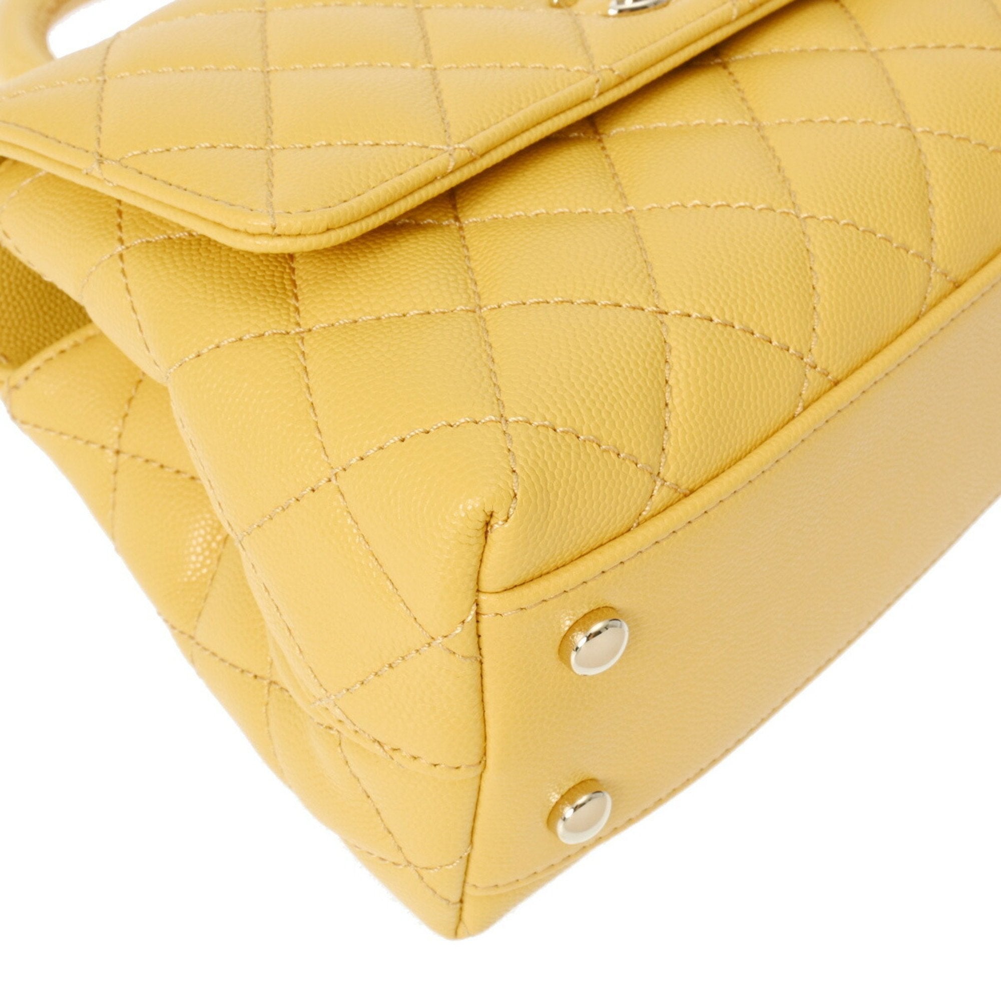 Chanel Yellow Caviar Leather Handbag (Pre-Owned)