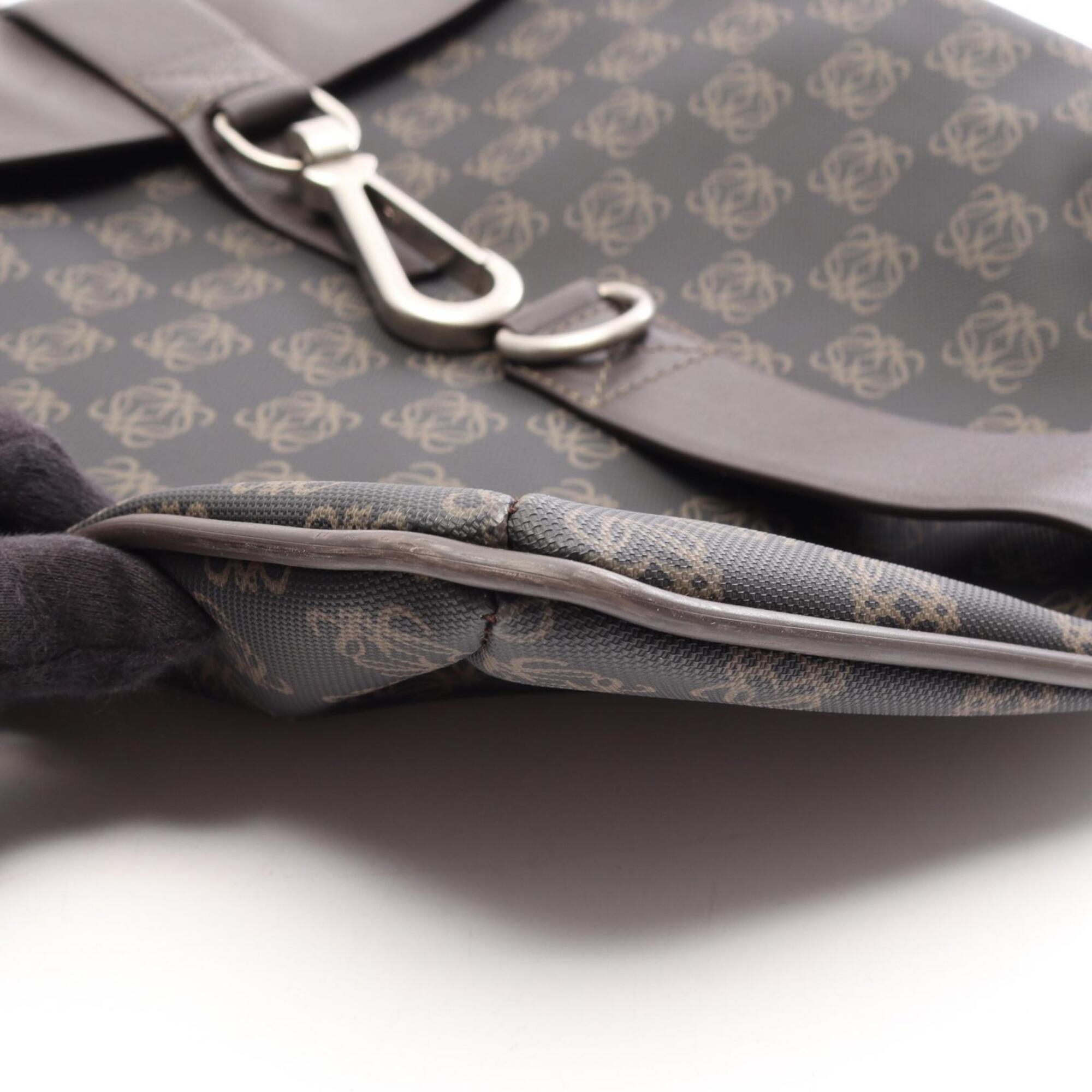 Loewe Black Brown Coated Canvas Leather Handbag Shoulder Bag (Pre-Owned)