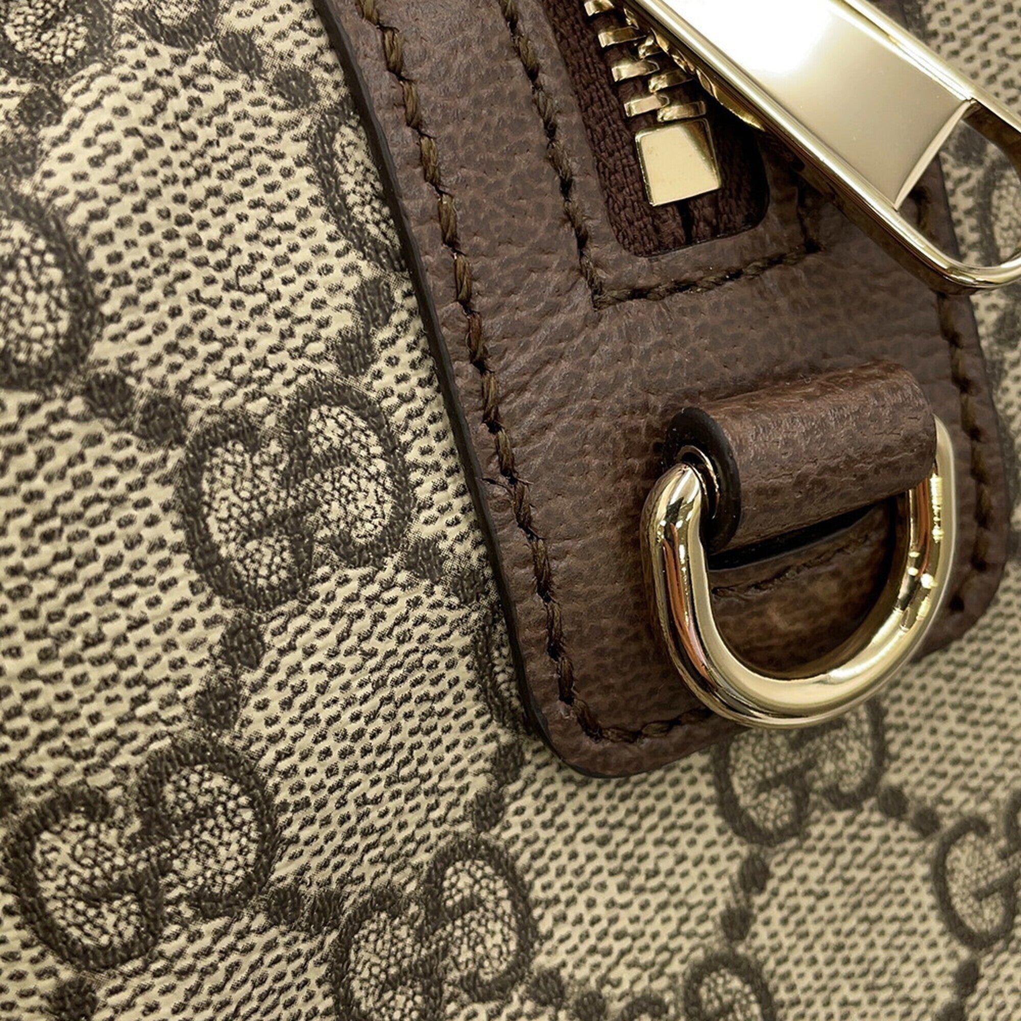 Gucci Beige Brown Champagne Gold Gg Supreme Leather Handbag (Pre-Owned)