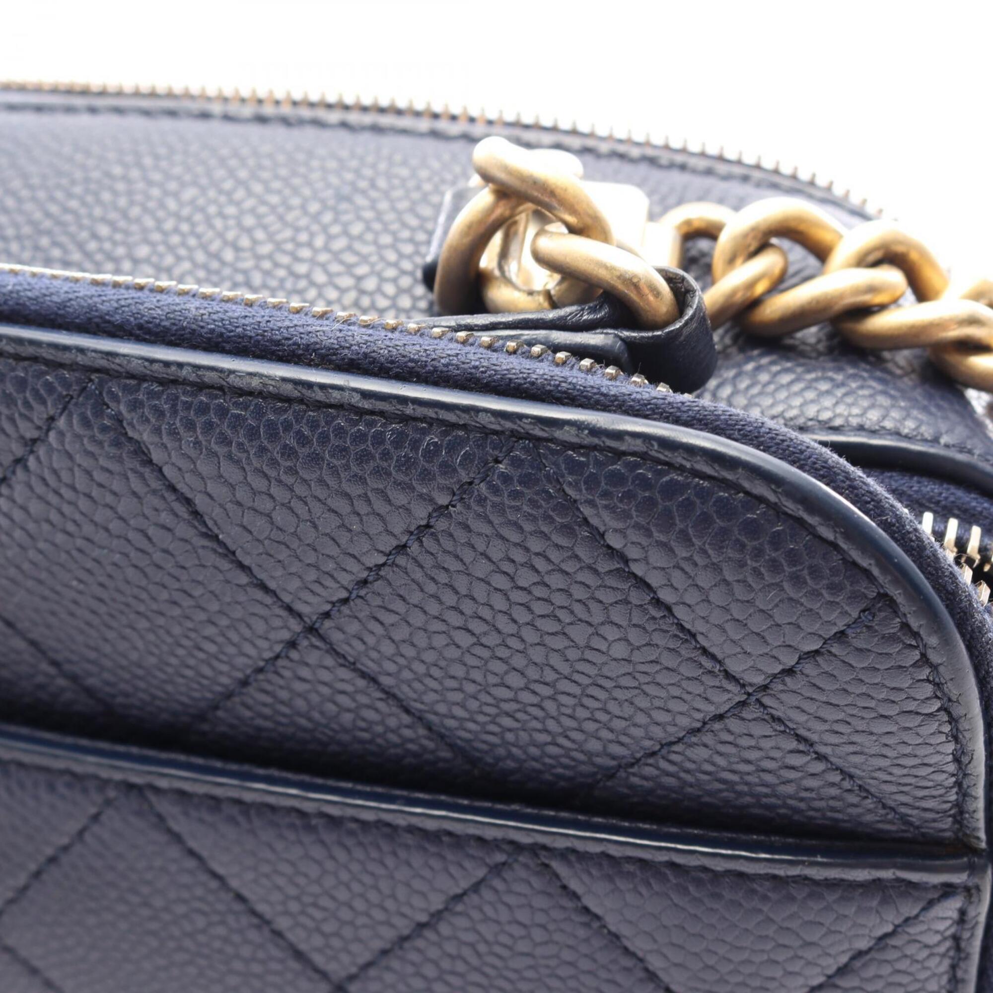 Chanel Blue Grained Calfskin Handbag Shoulder Bag (Pre-Owned)