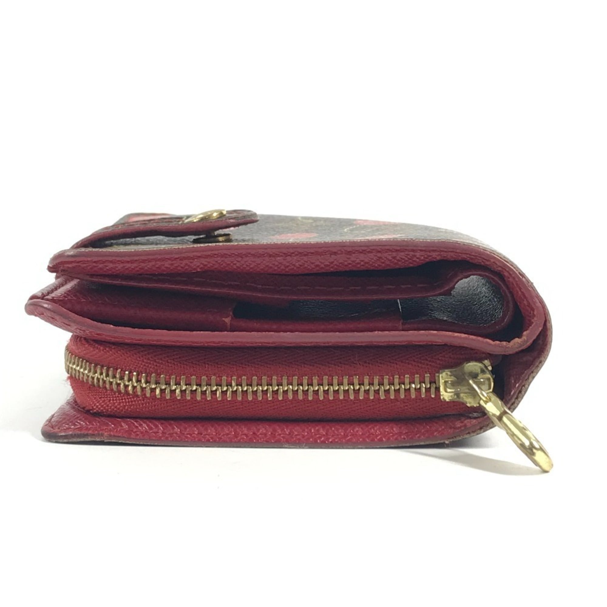 Louis Vuitton Brown Red Color Monogram Cherry Blossom Canvas Wallet (Bi-Fold) (Pre-Owned)