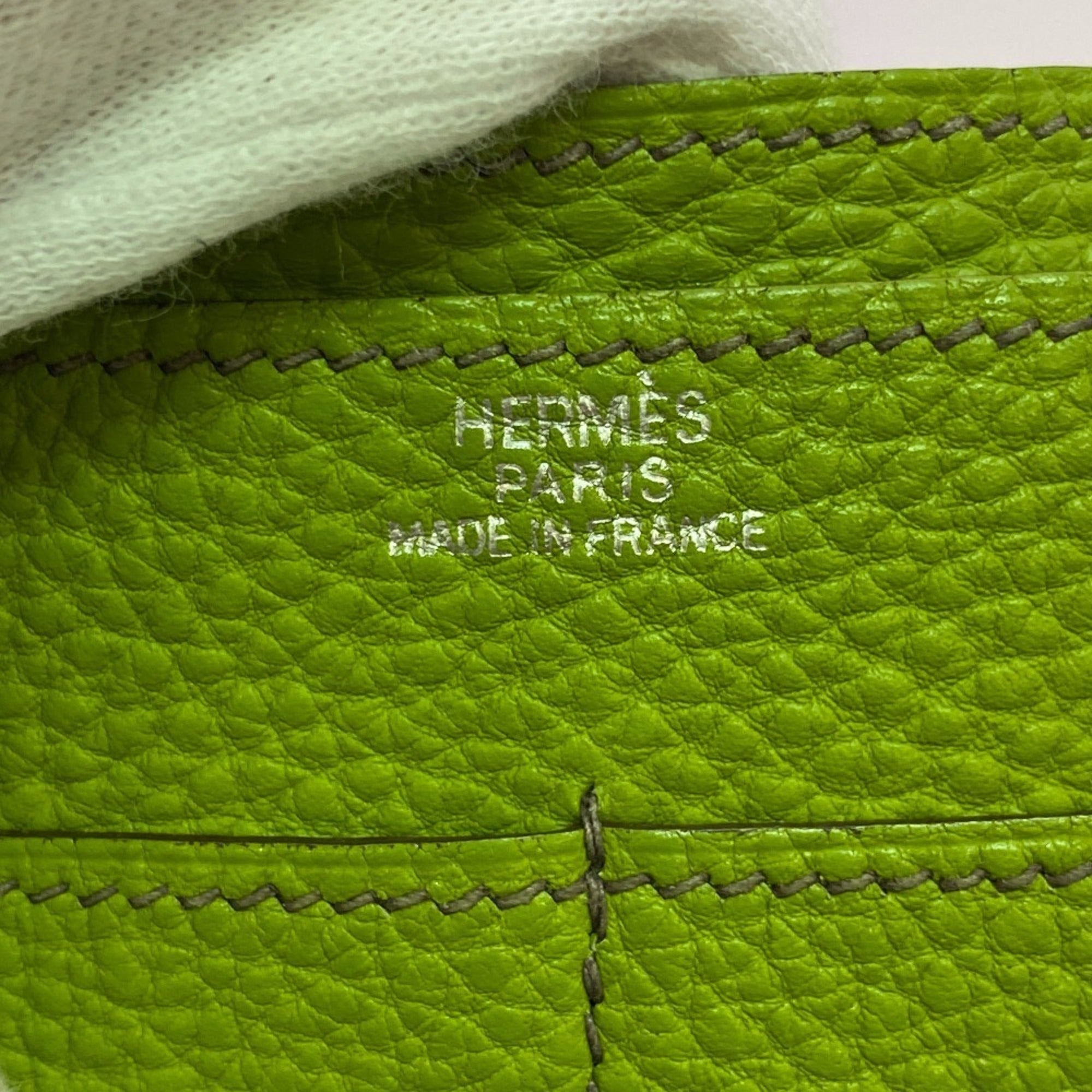 Hermes Green Taurillon Clemence Leather Long Wallet (Bi-Fold) (Pre-Owned)