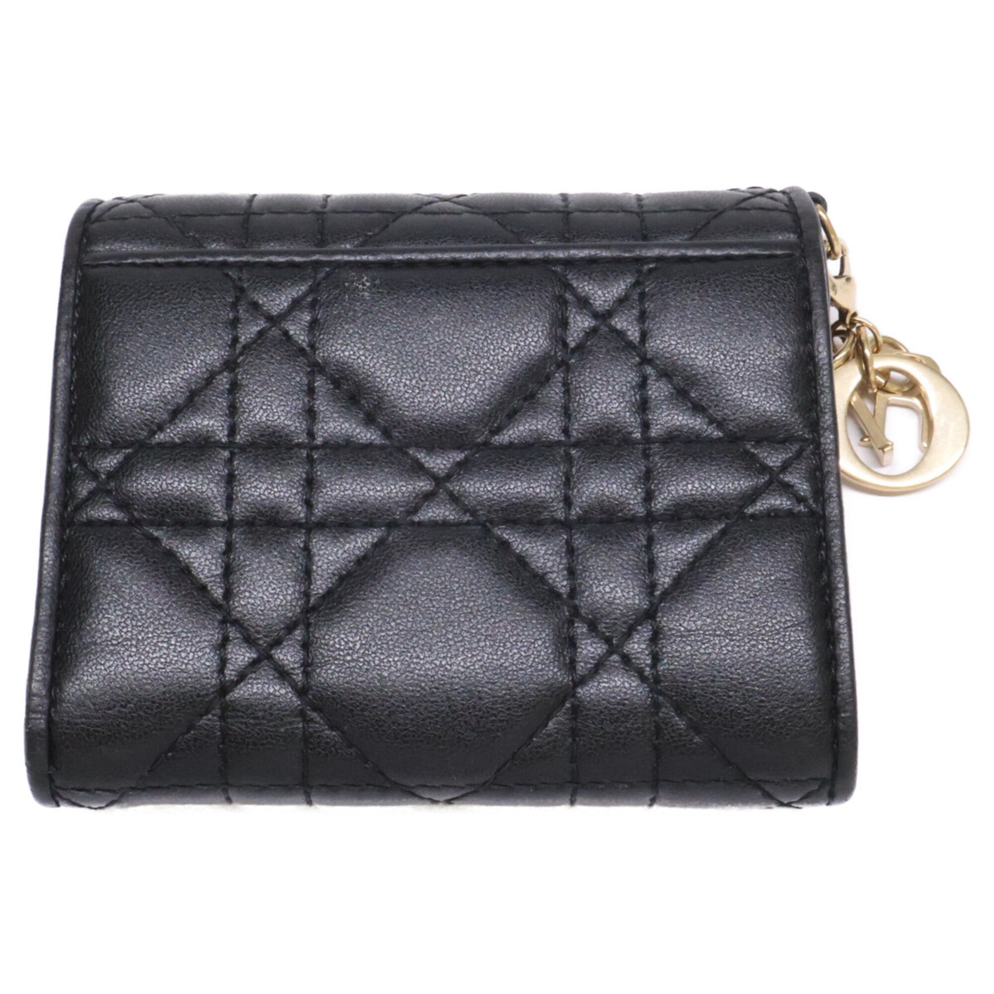 Christian Dior Black Leather Wallet (Tri-Fold) (Pre-Owned)