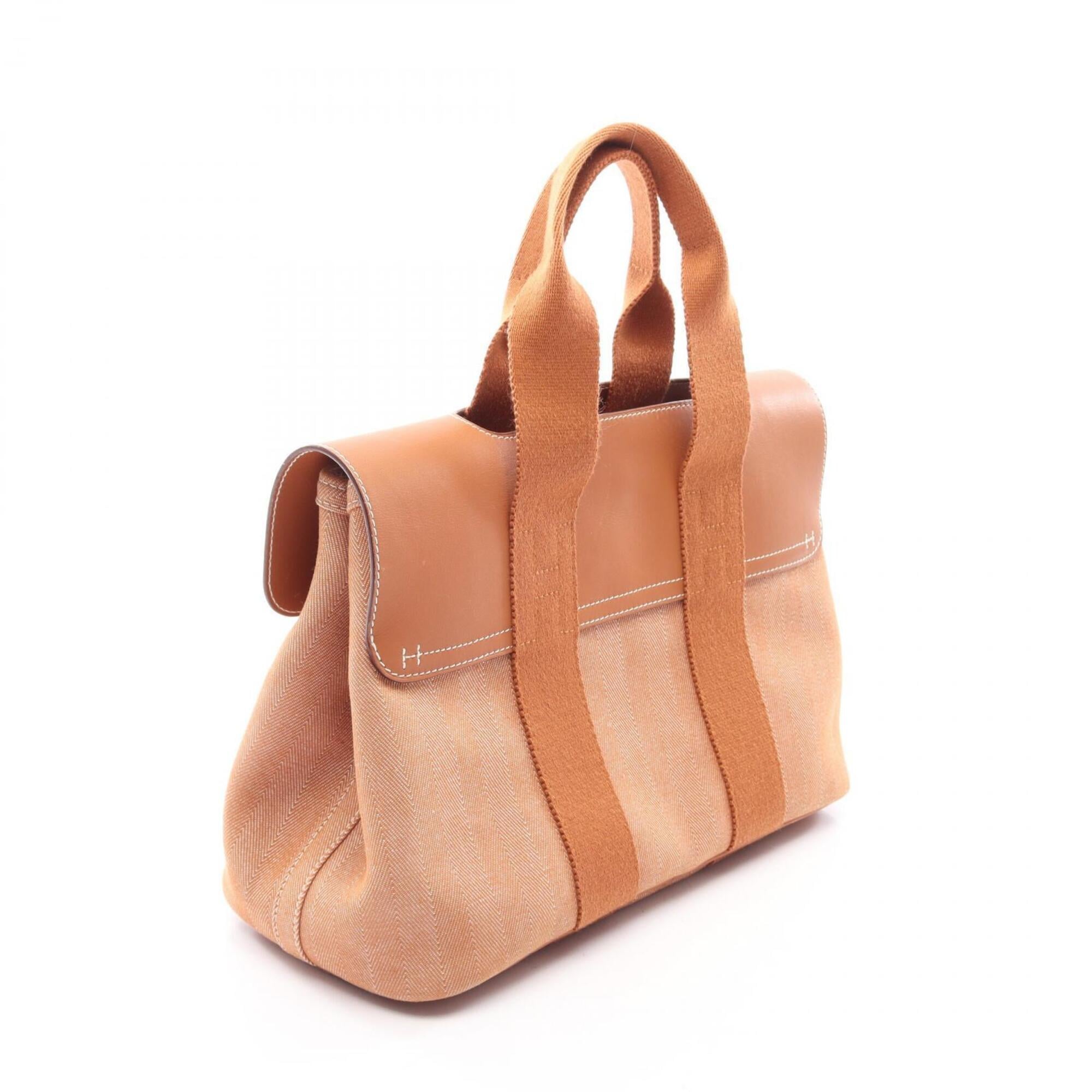 Hermes Brown Toile Chevron Swift Leather Handbag (Pre-Owned)