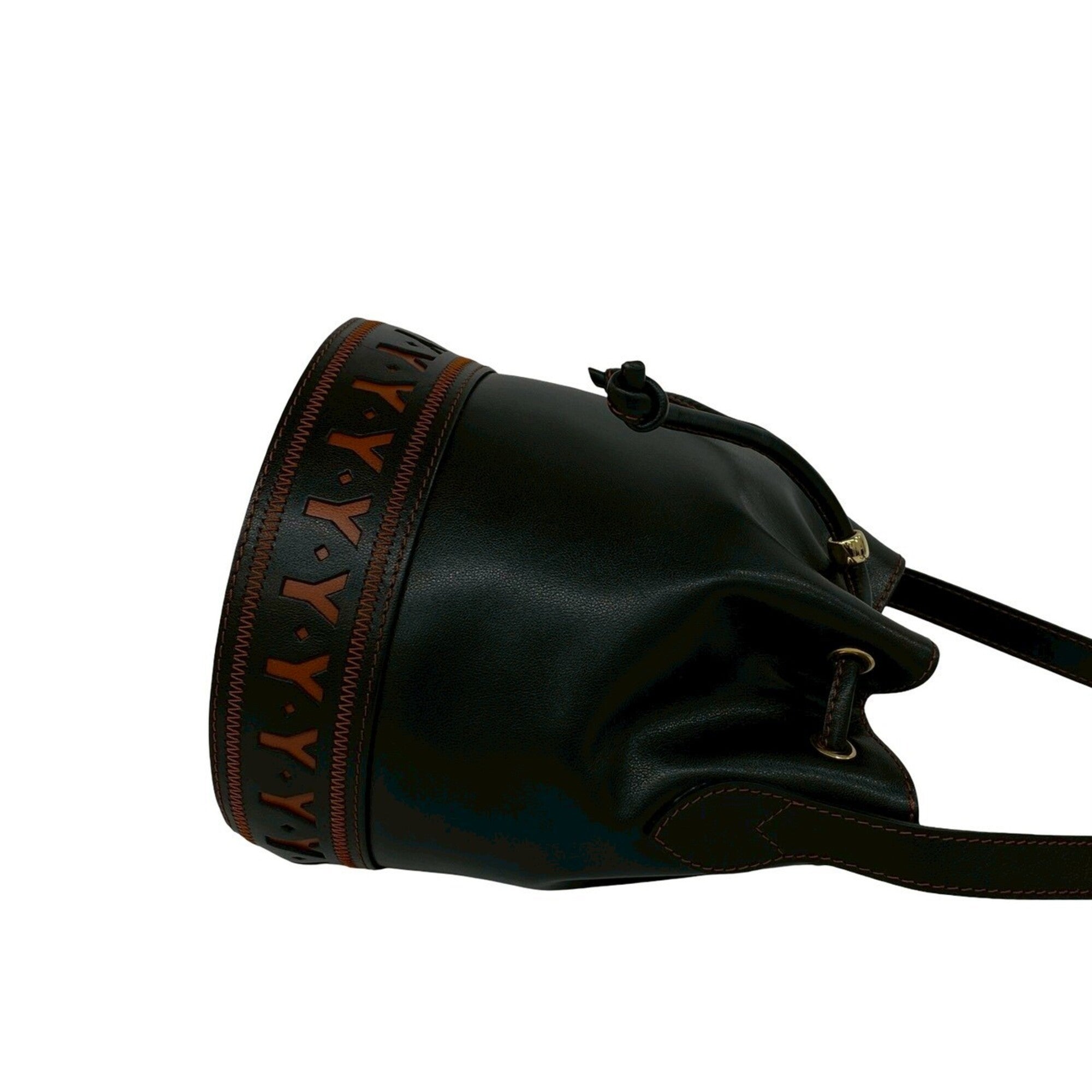 Yves Saint Laurent Black Orange Leather Shoulder Bag (Pre-Owned)