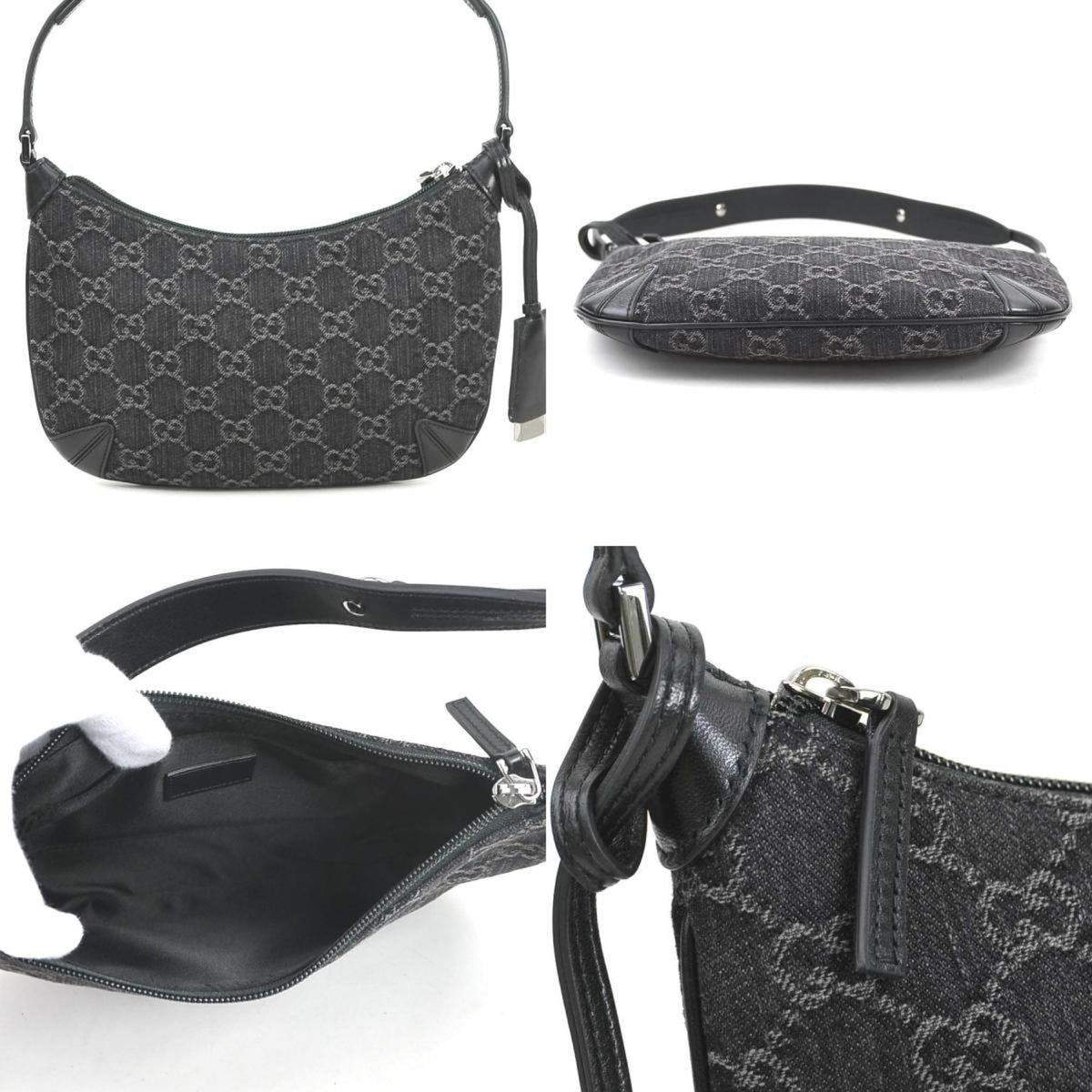 Gucci Black Denim Leather Shoulder Bag (Pre-Owned)
