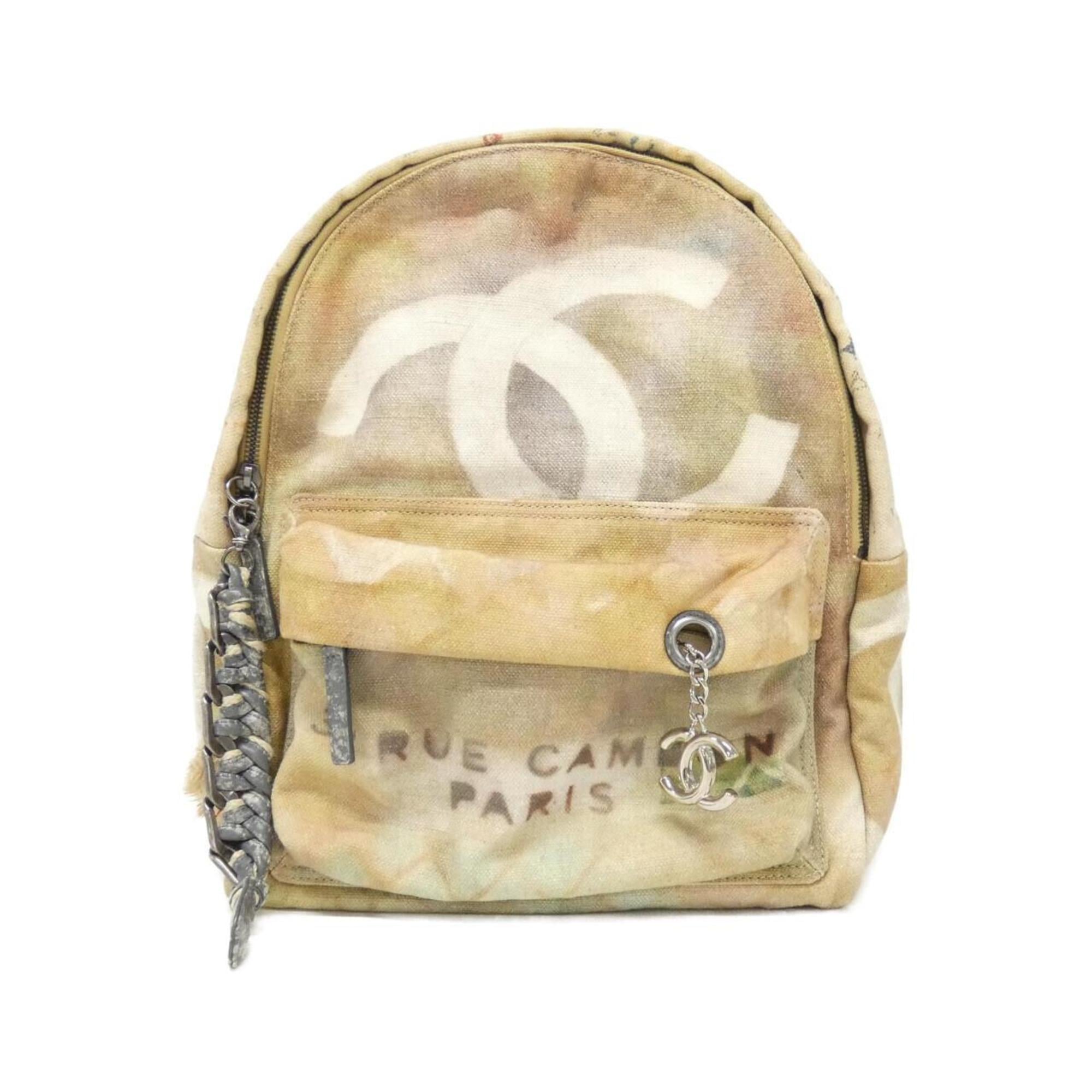 Chanel Beige Multi-Color Canvas Backpack (Pre-Owned)