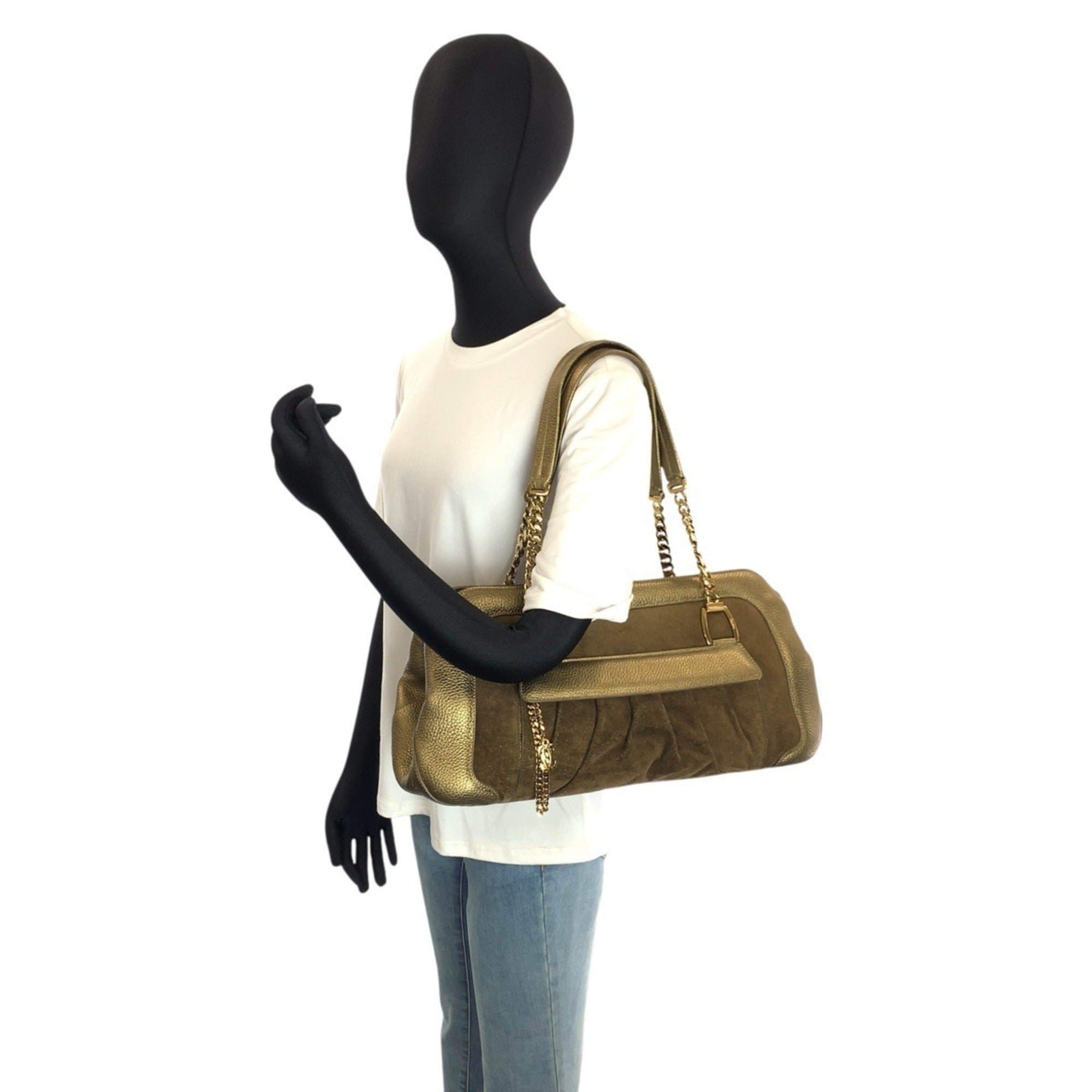 Cartier Brown Gold Suede Leather Shoulder Bag (Pre-Owned)