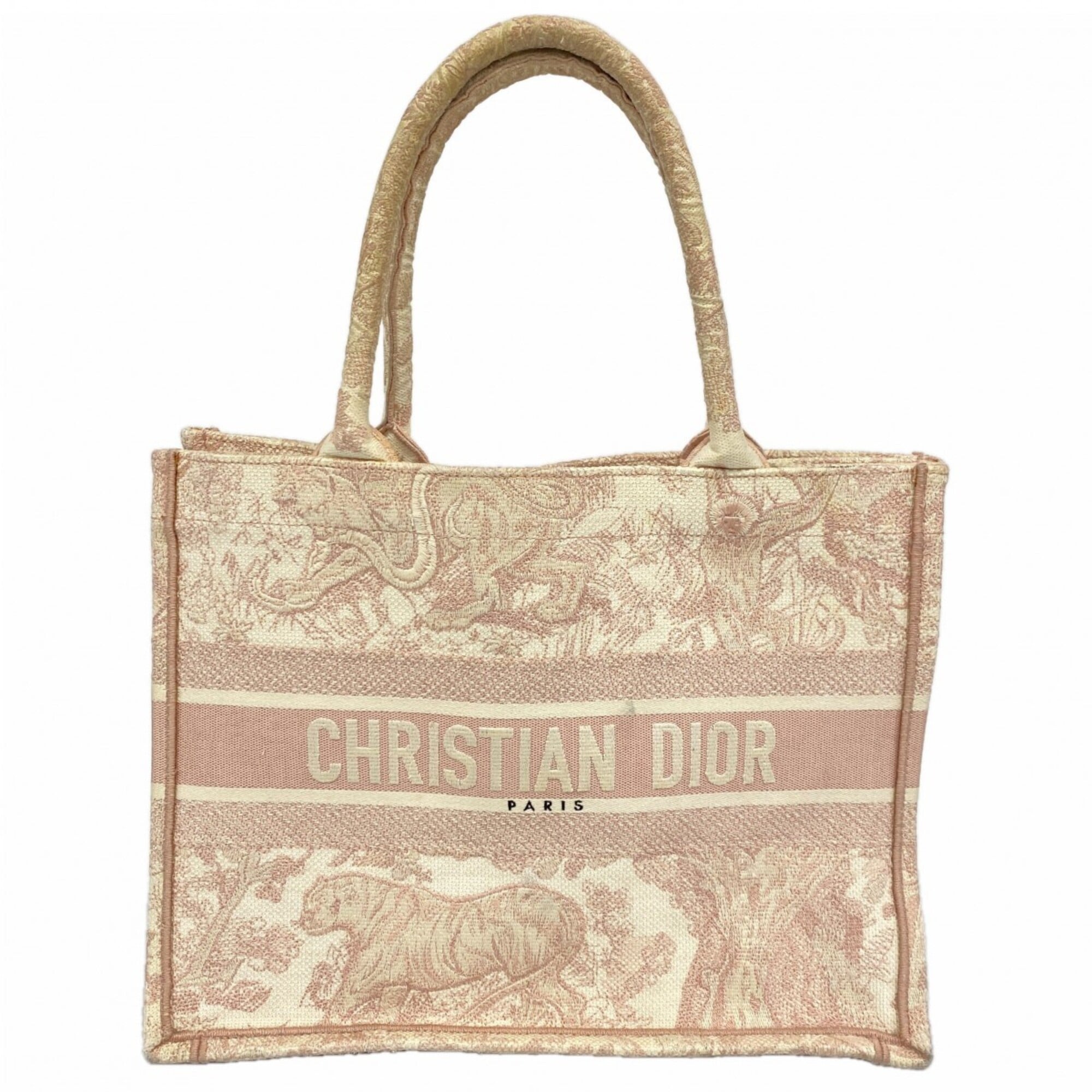 Christian Dior Pink White Canvas Tote Bag (Pre-Owned)