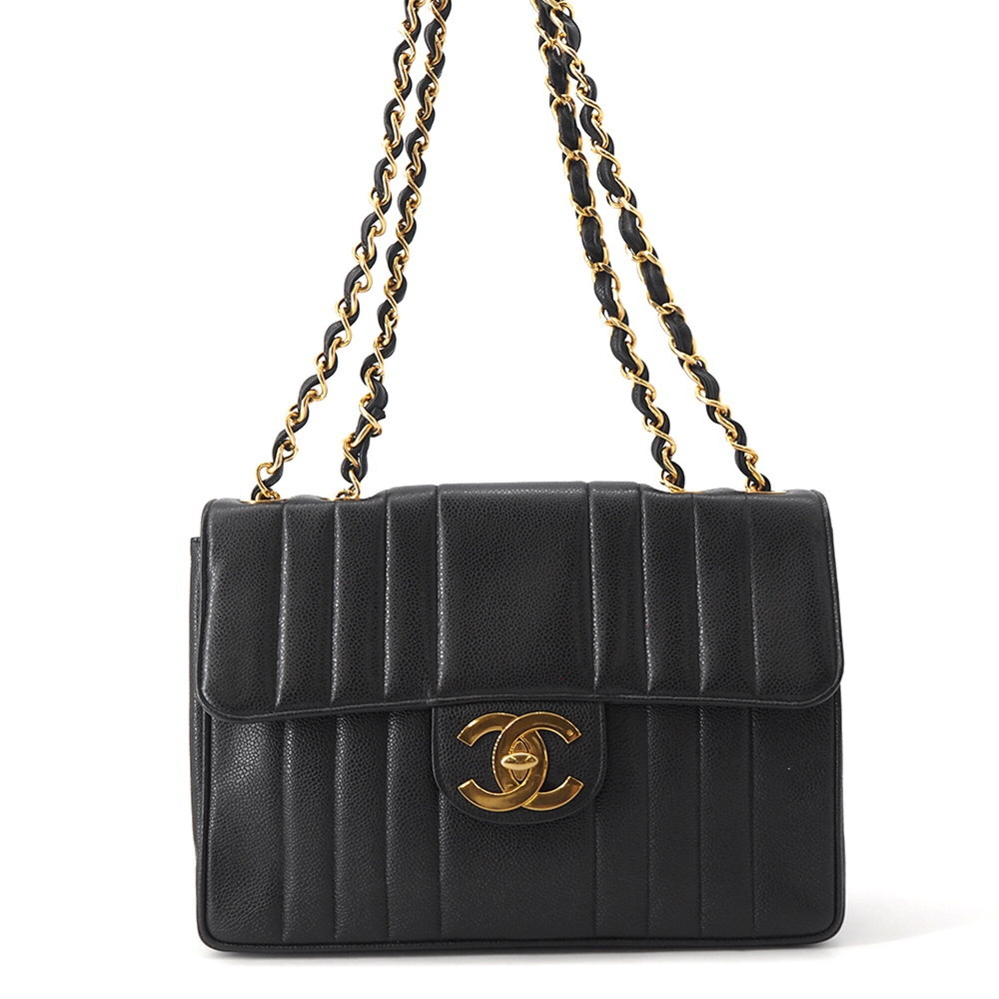 Chanel Black Grained Calfskin Handbag Shoulder Bag (Pre-Owned)