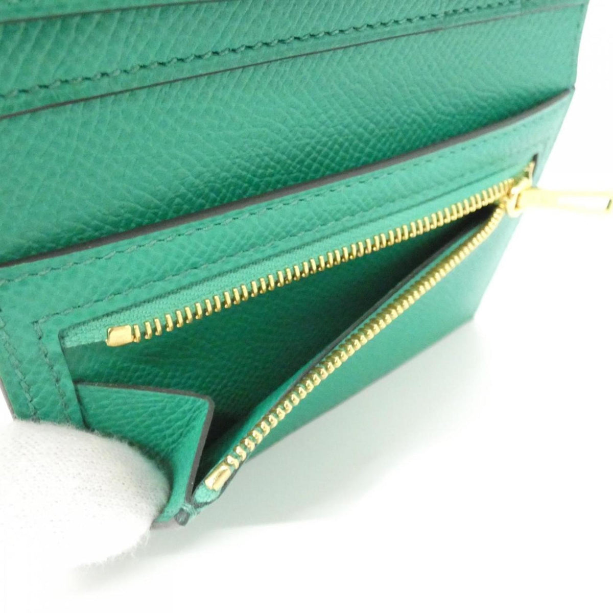 Hermes Green Epsom Leather Wallet (Tri-Fold) (Pre-Owned)