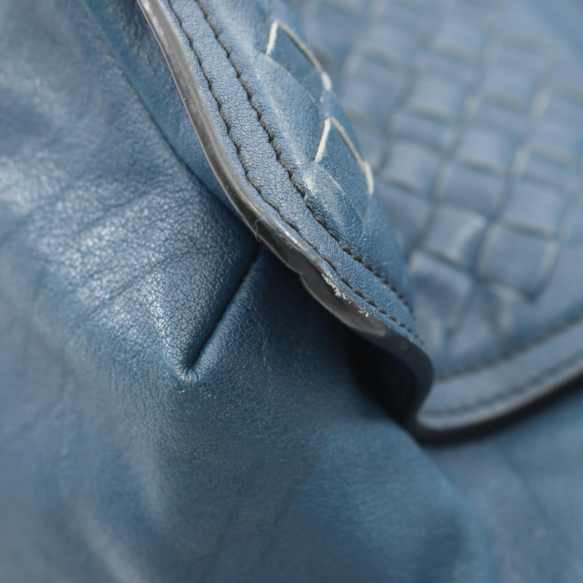 Bottega Veneta Blue Leather Handbag Tote Bag (Pre-Owned)