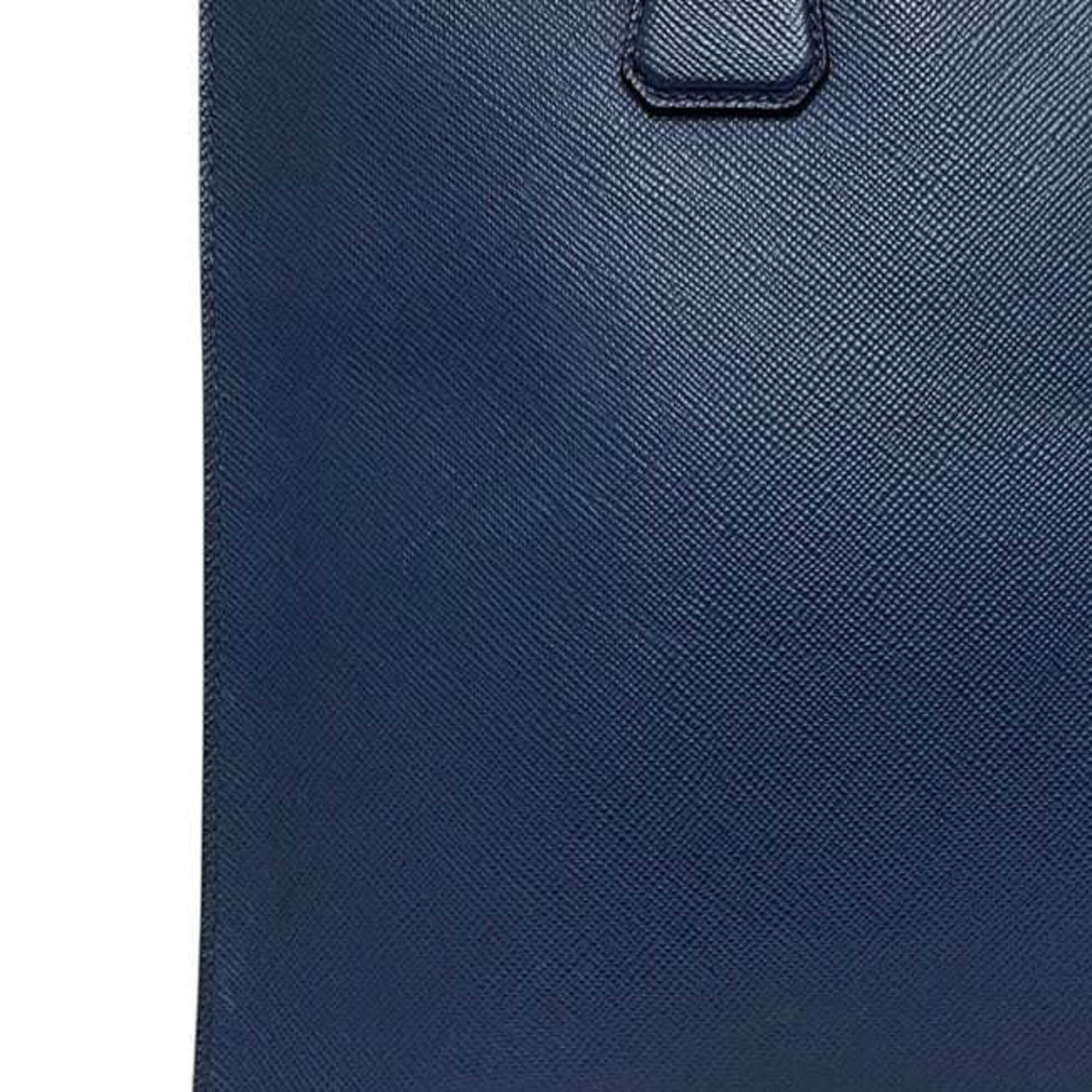 Prada Saffiano Blue Saffiano Leather Tote Bag (Pre-Owned)