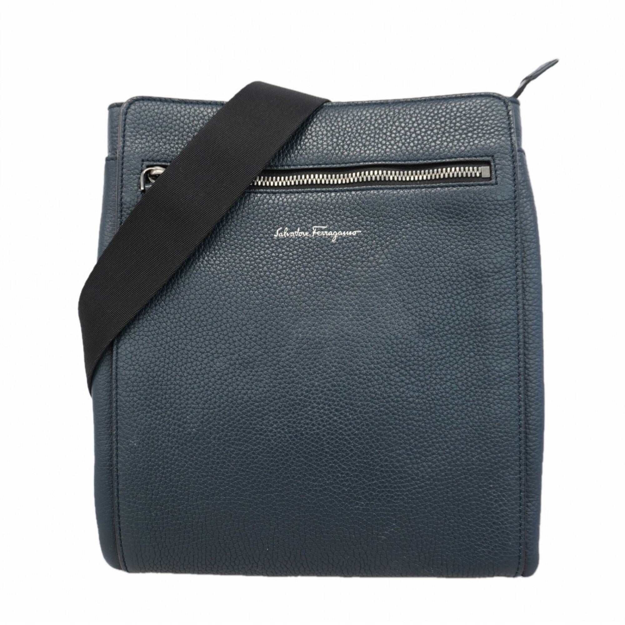 Salvatore Ferragamo Navy Leather Shoulder Bag (Pre-Owned)