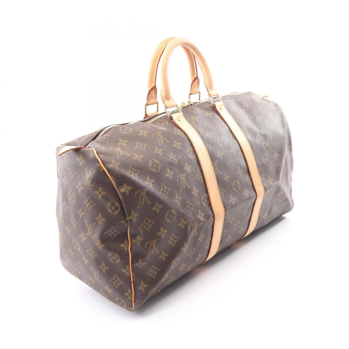 Louis Vuitton Brown Coated Canvas Leather Boston Bag Handbag (Pre-Owned)