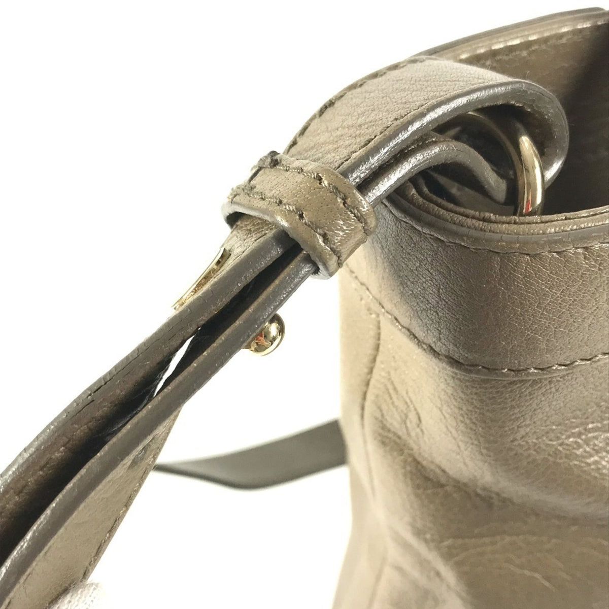 Bvlgari Gray Leather Handbag Shoulder Bag Tote Bag (Pre-Owned)