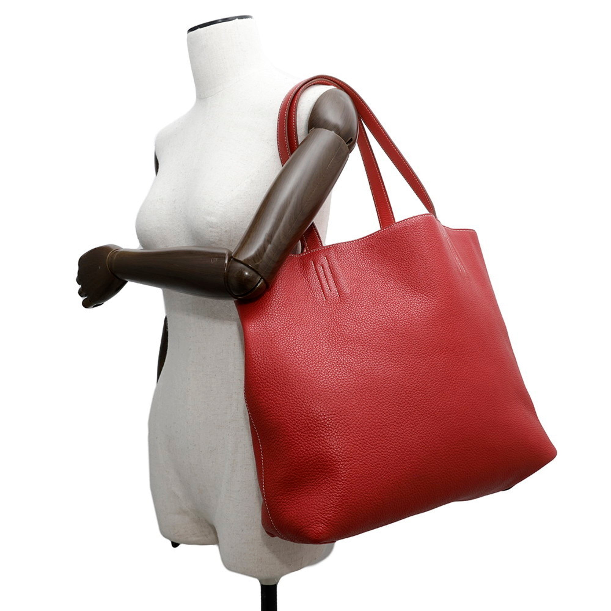 Hermes Bougainvillier Rouge Casaque Taurillon Clemence Leather Tote Bag (Pre-Owned)