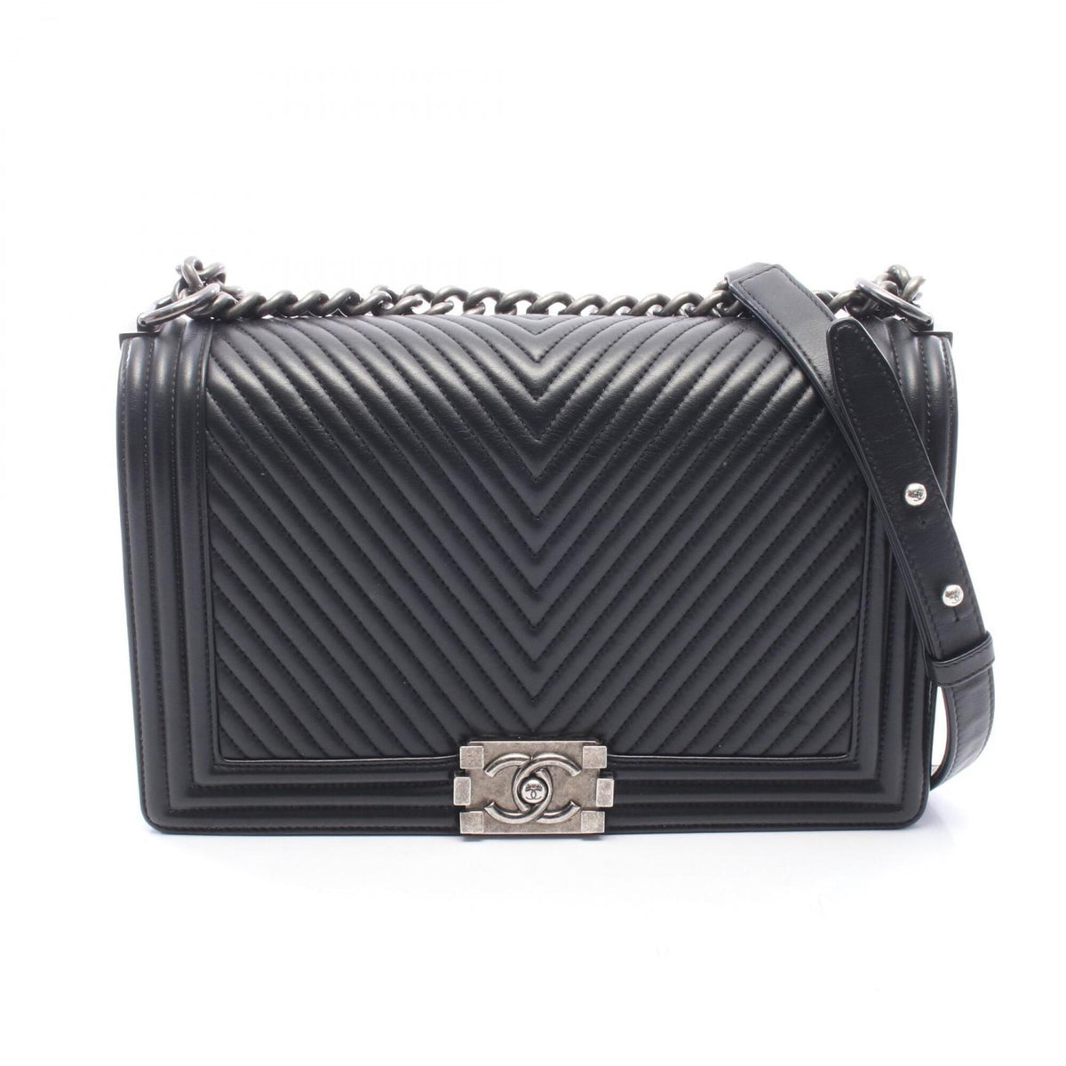 Chanel Black Leather Handbag Shoulder Bag (Pre-Owned)