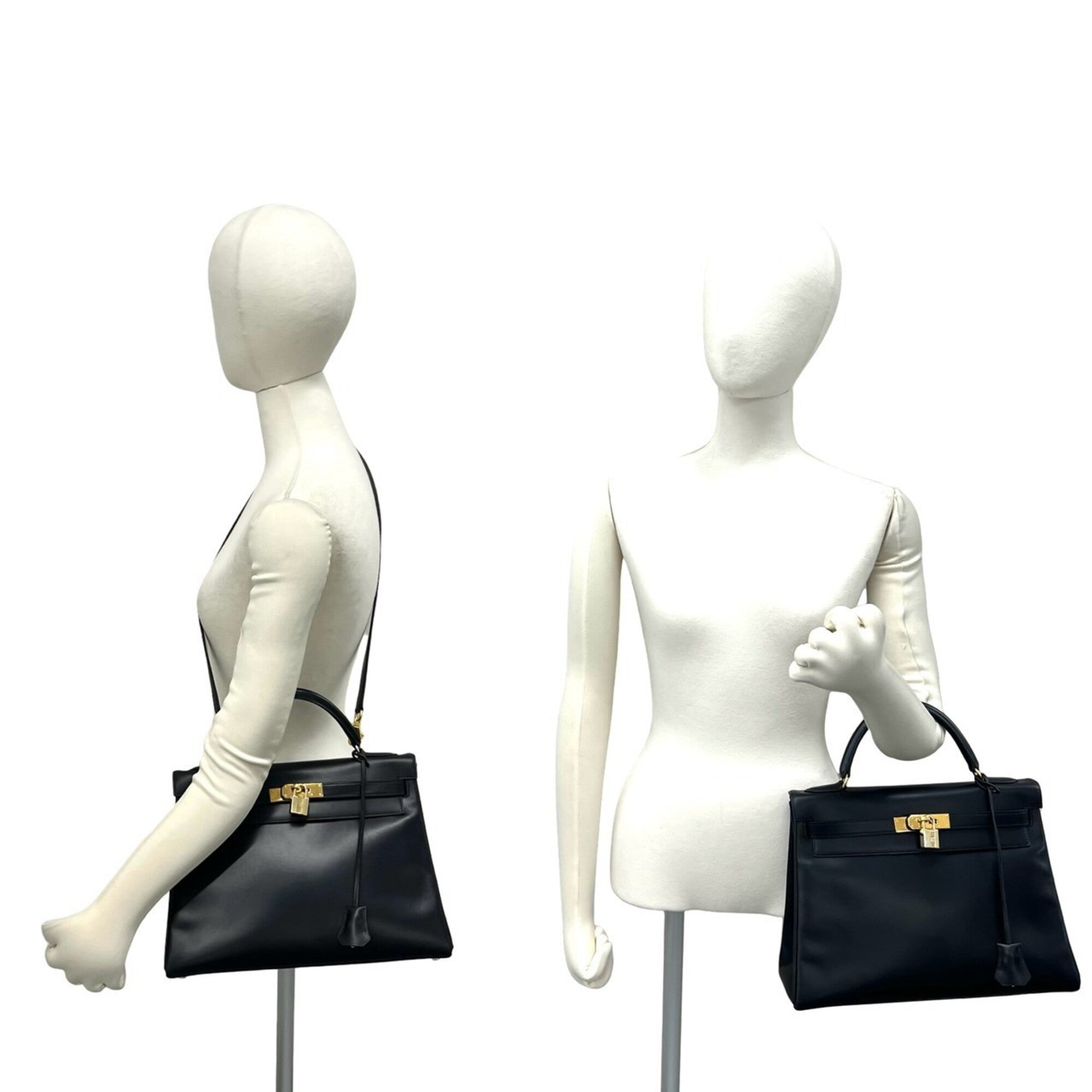 Hermes Black Box Calf Leather Handbag Shoulder Bag (Pre-Owned)