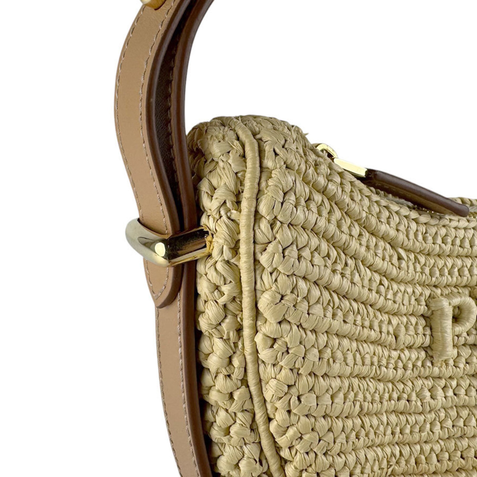 Prada Brown Leather Viscose Handbag Shoulder Bag (Pre-Owned)