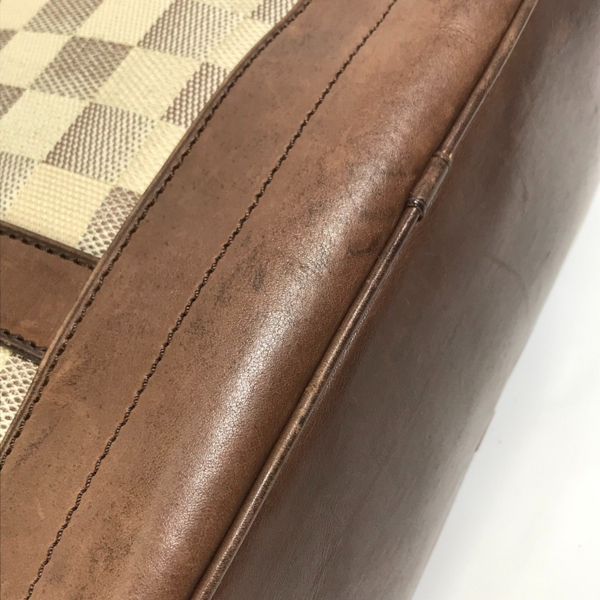 Louis Vuitton Brown White Canvas Shoulder Bag Tote Bag (Pre-Owned)