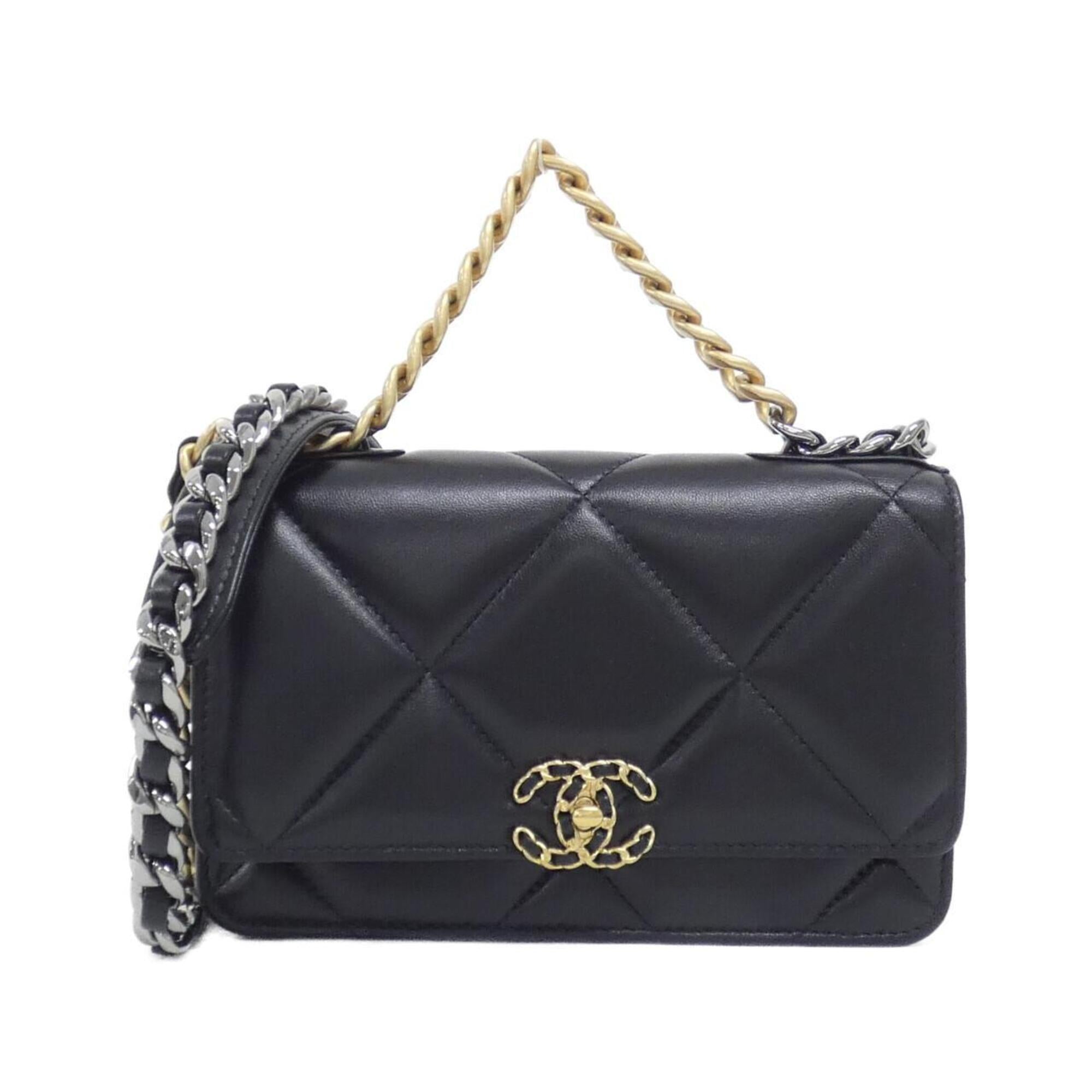 Chanel Black Leather Chain/Shoulder Wallet (Pre-Owned)