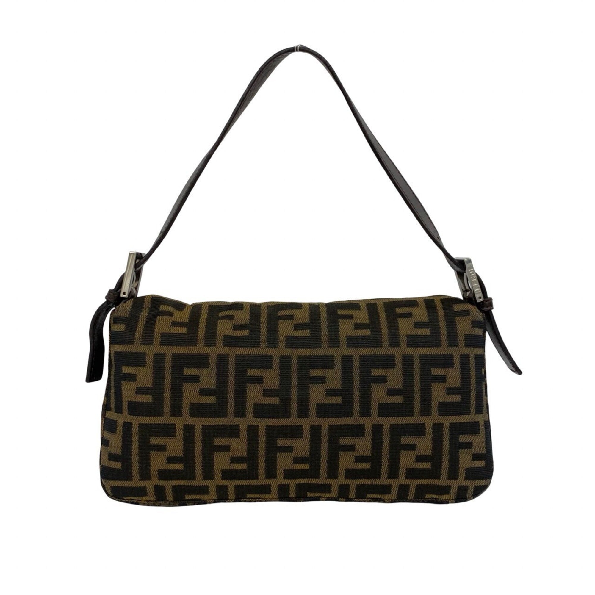Fendi Black Brown Canvas Leather Handbag (Pre-Owned)