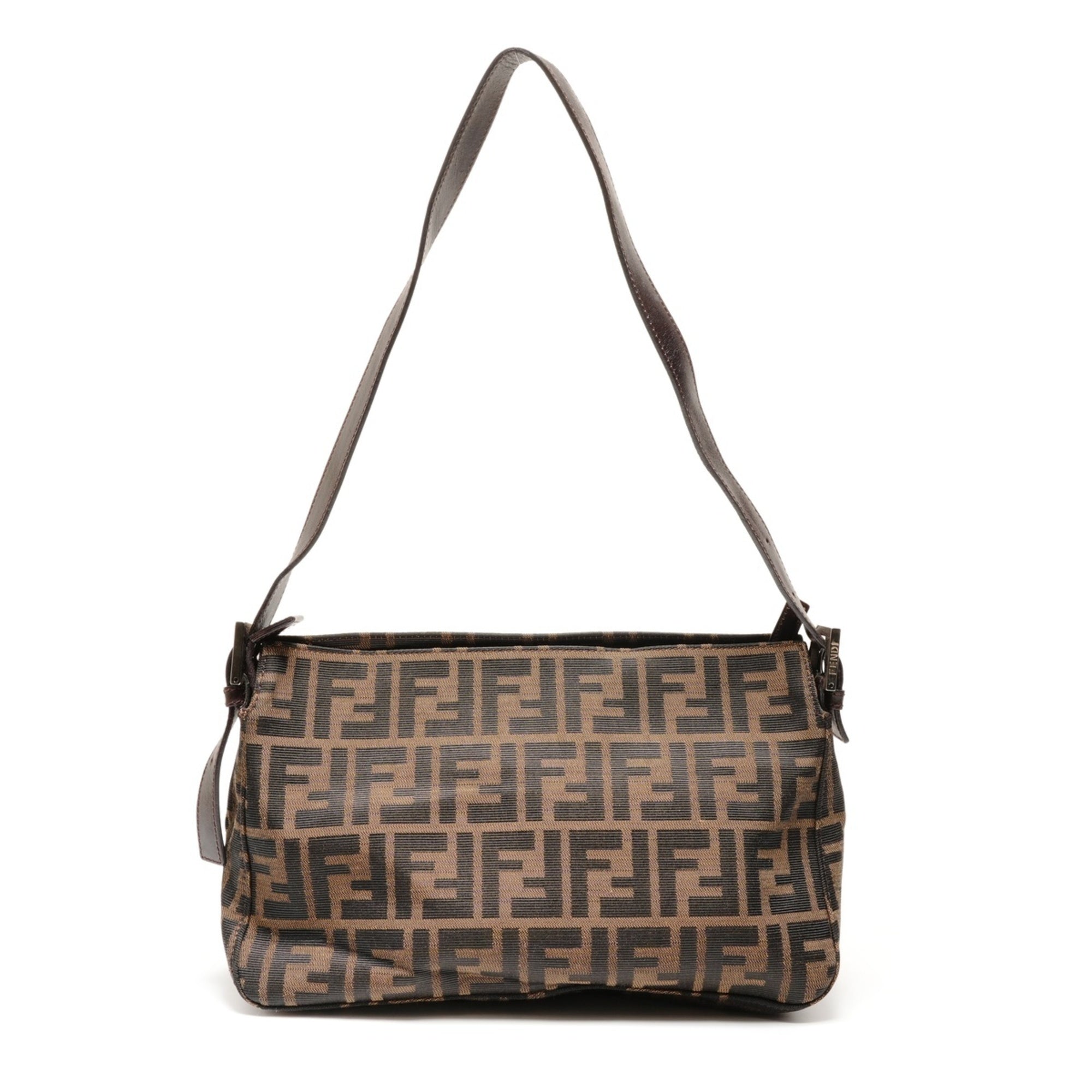 Fendi Zucca Brown Canvas Shoulder Bag (Pre-Owned)