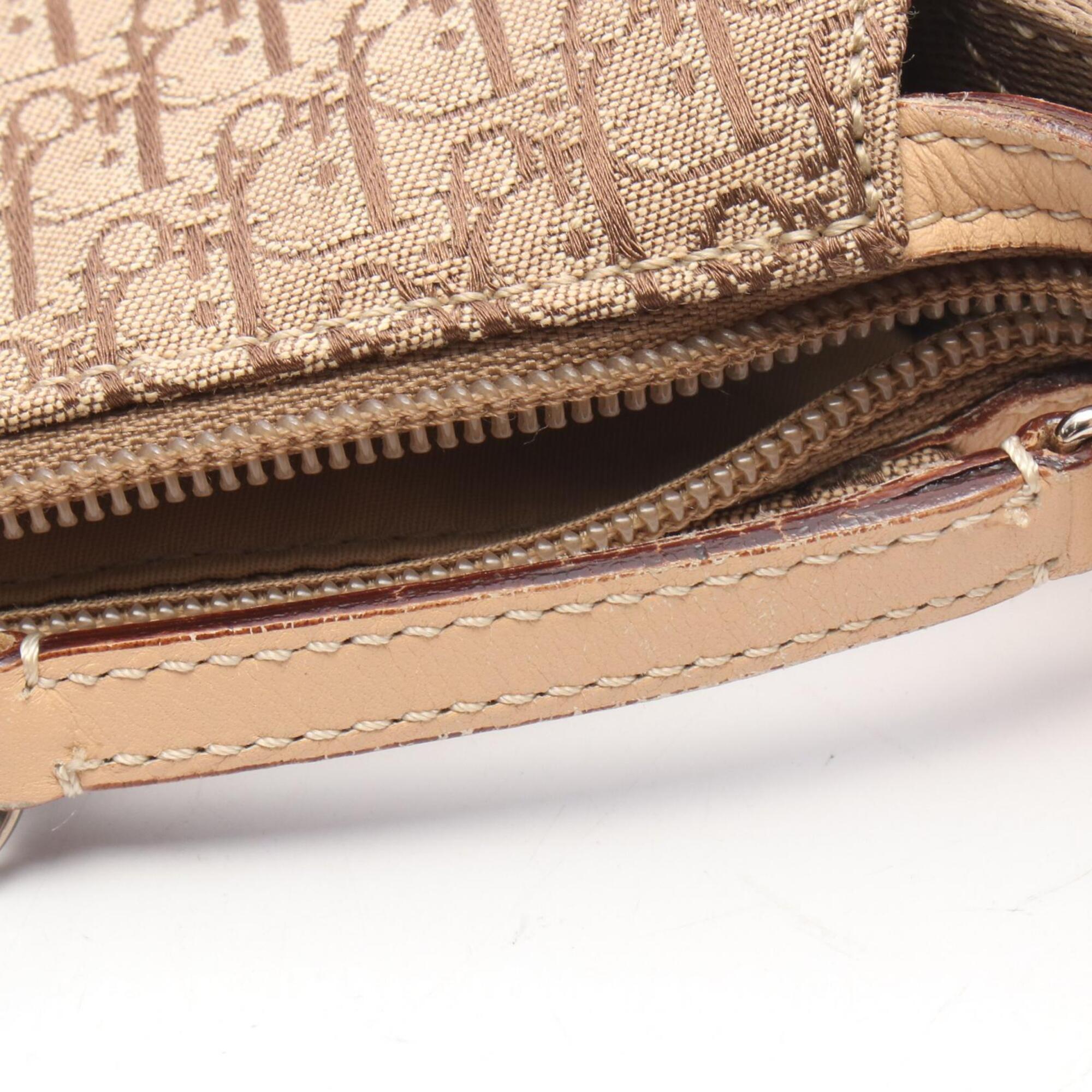 Christian Dior Beige Brown Canvas Leather Handbag Shoulder Bag (Pre-Owned)