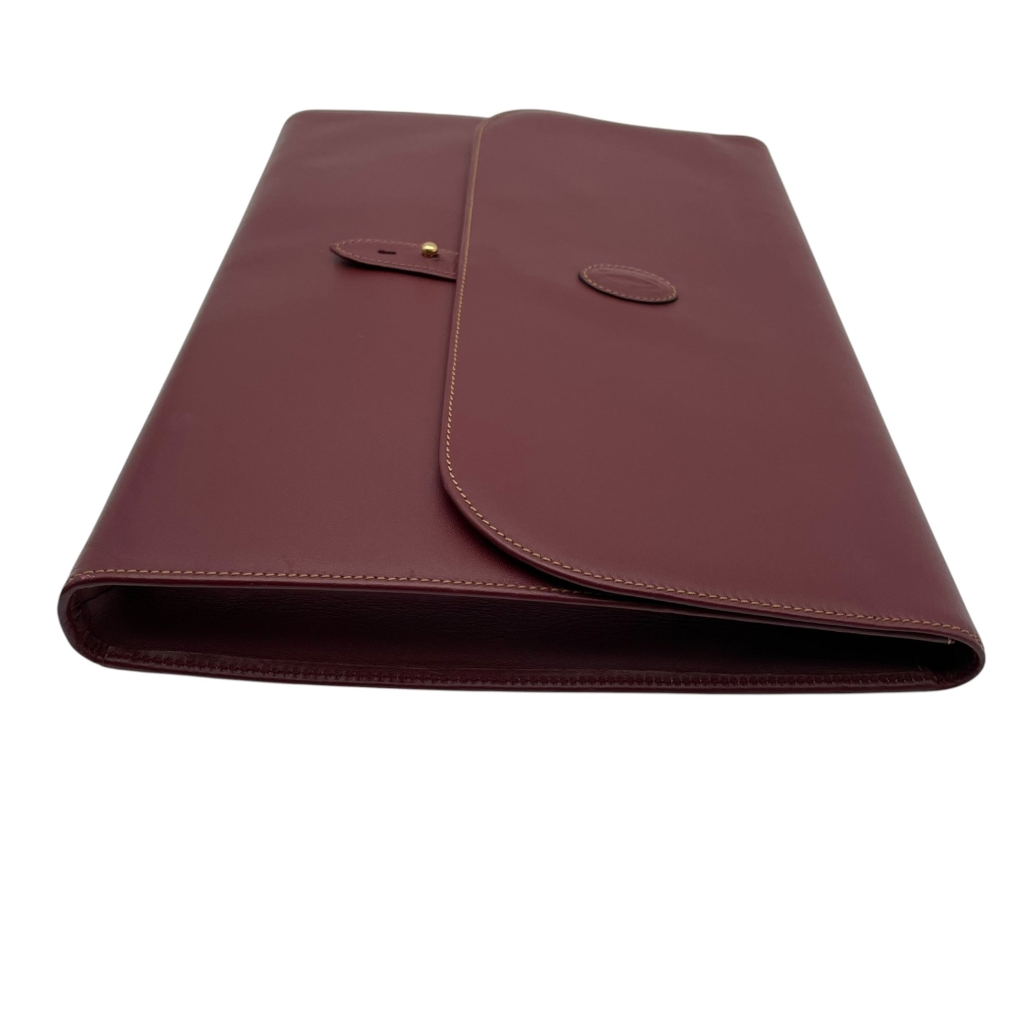 Cartier Bordeaux Leather Clutch Bag Handbag (Pre-Owned)