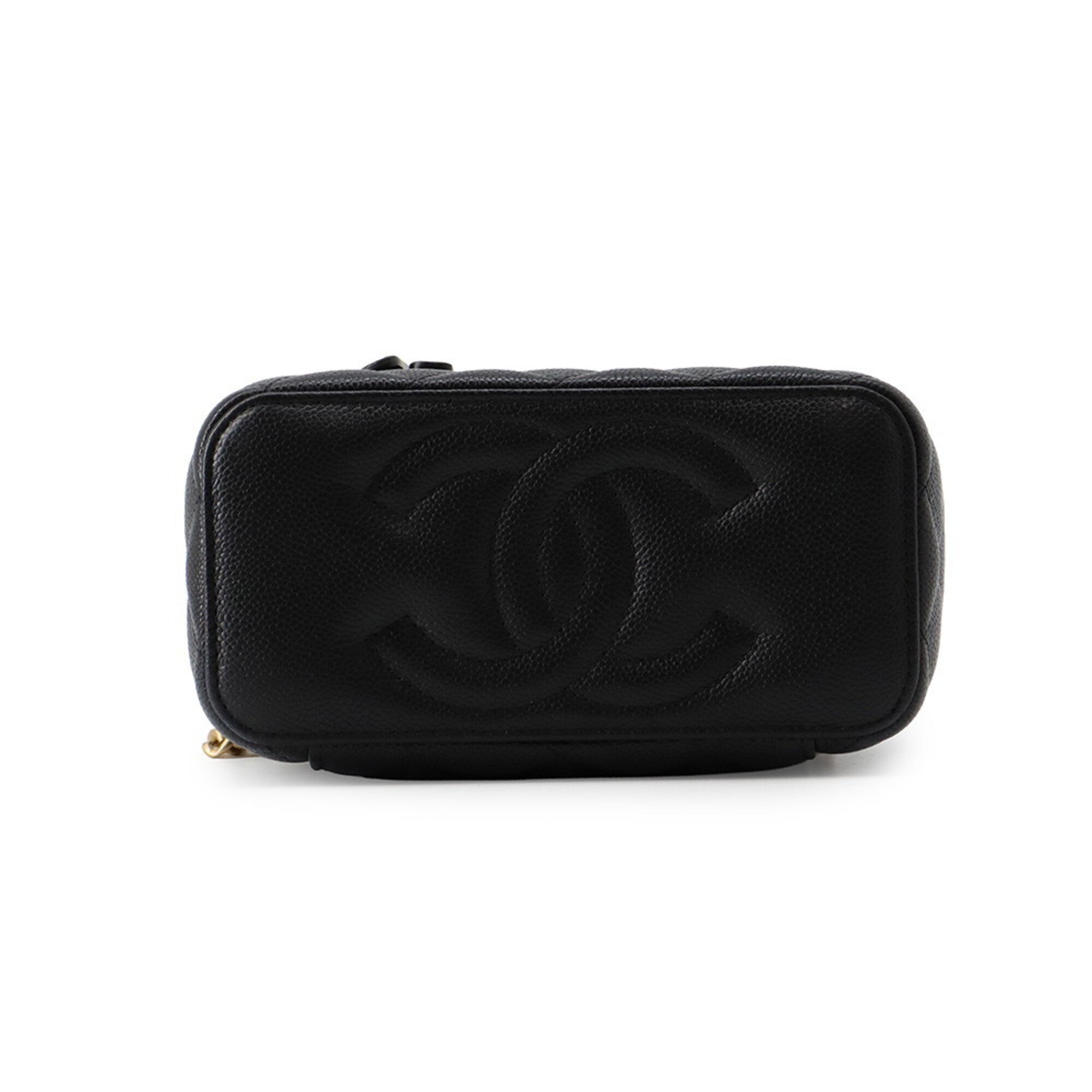 Chanel Black Grained Calfskin Shoulder Bag Vanity Bag (Pre-Owned)