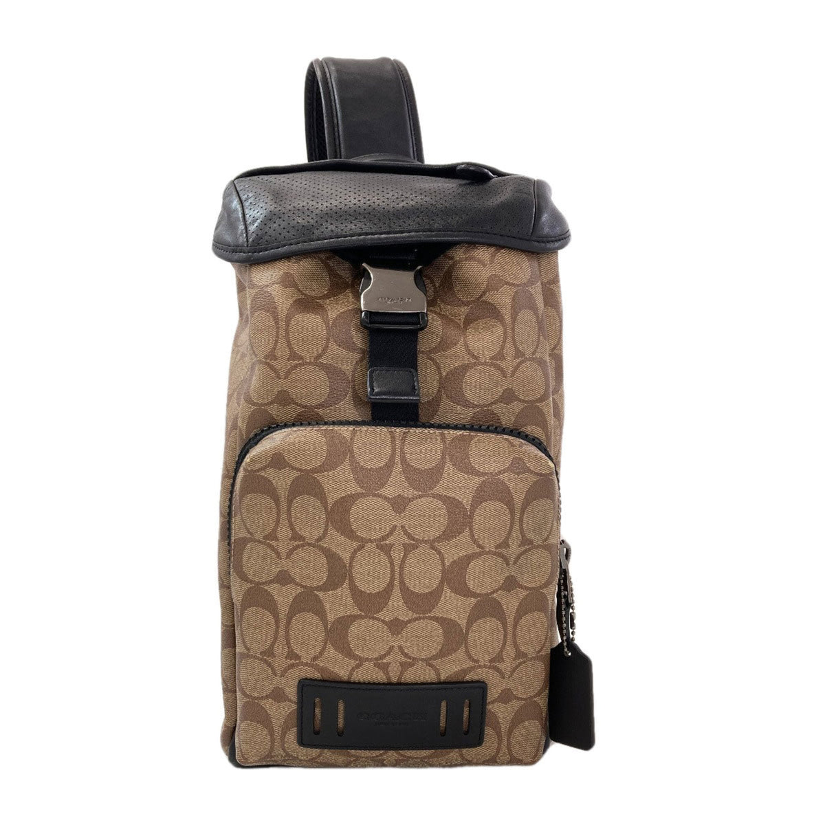 Coach Black Brown Signature Line Sling Bag (Pre-Owned)