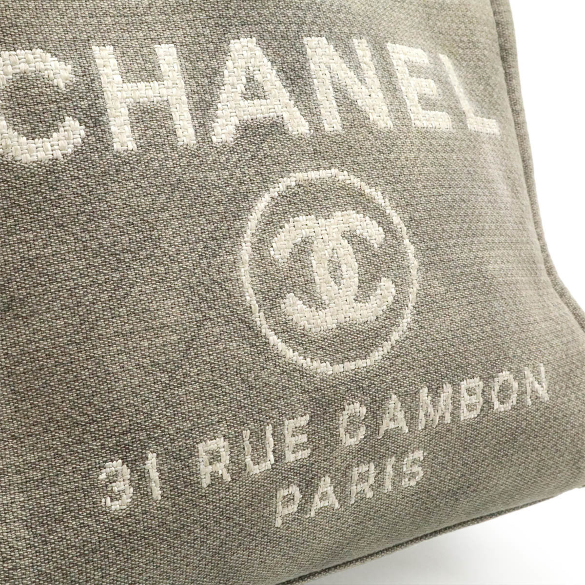 Chanel Black Gray Canvas Leather Shoulder Bag Tote Bag (Pre-Owned)
