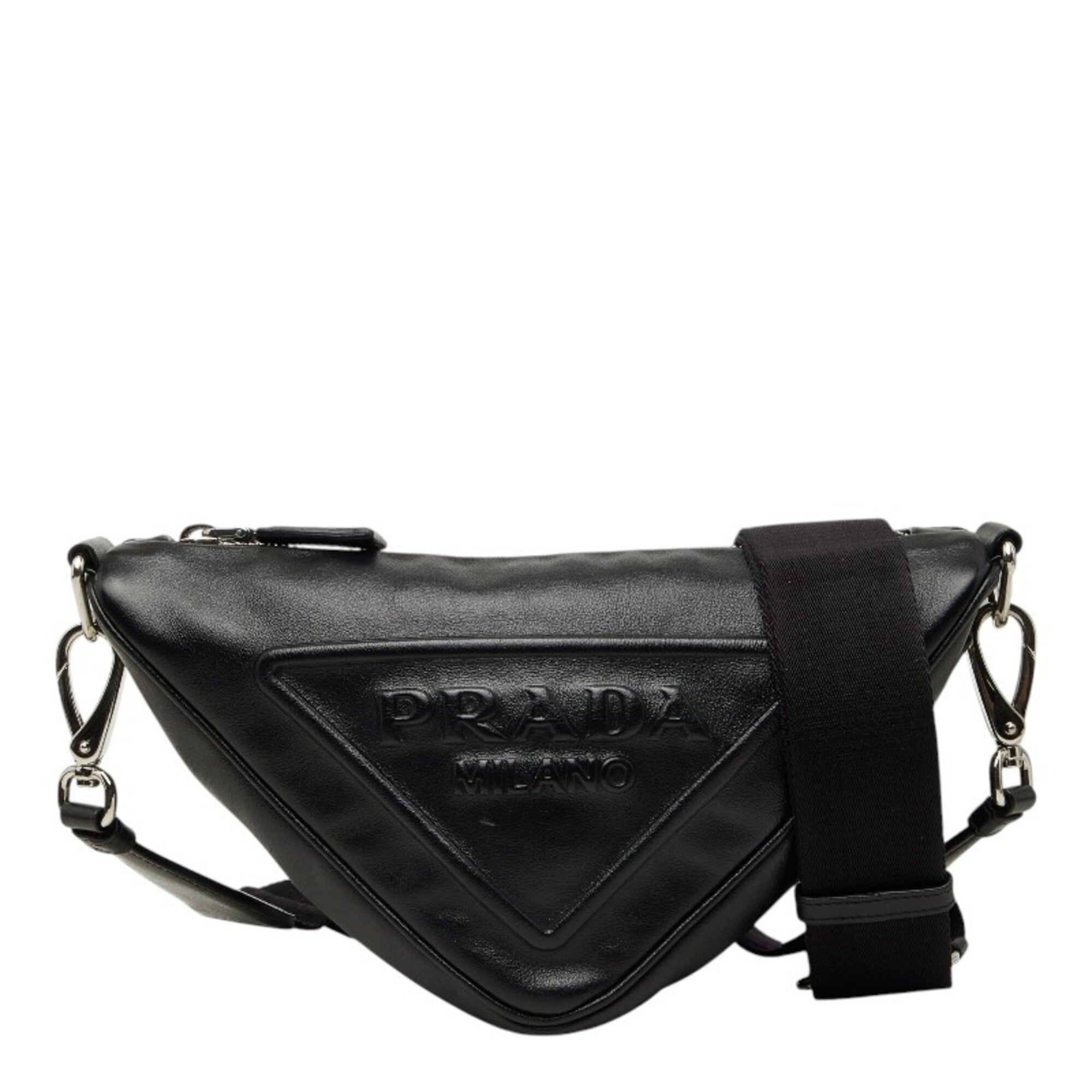 Prada Black Leather Pouch Shoulder Bag (Pre-Owned)