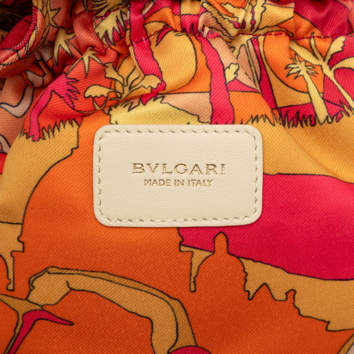 Bvlgari Ivory Pink Rattan Leather Pouch Shoulder Bag (Pre-Owned)